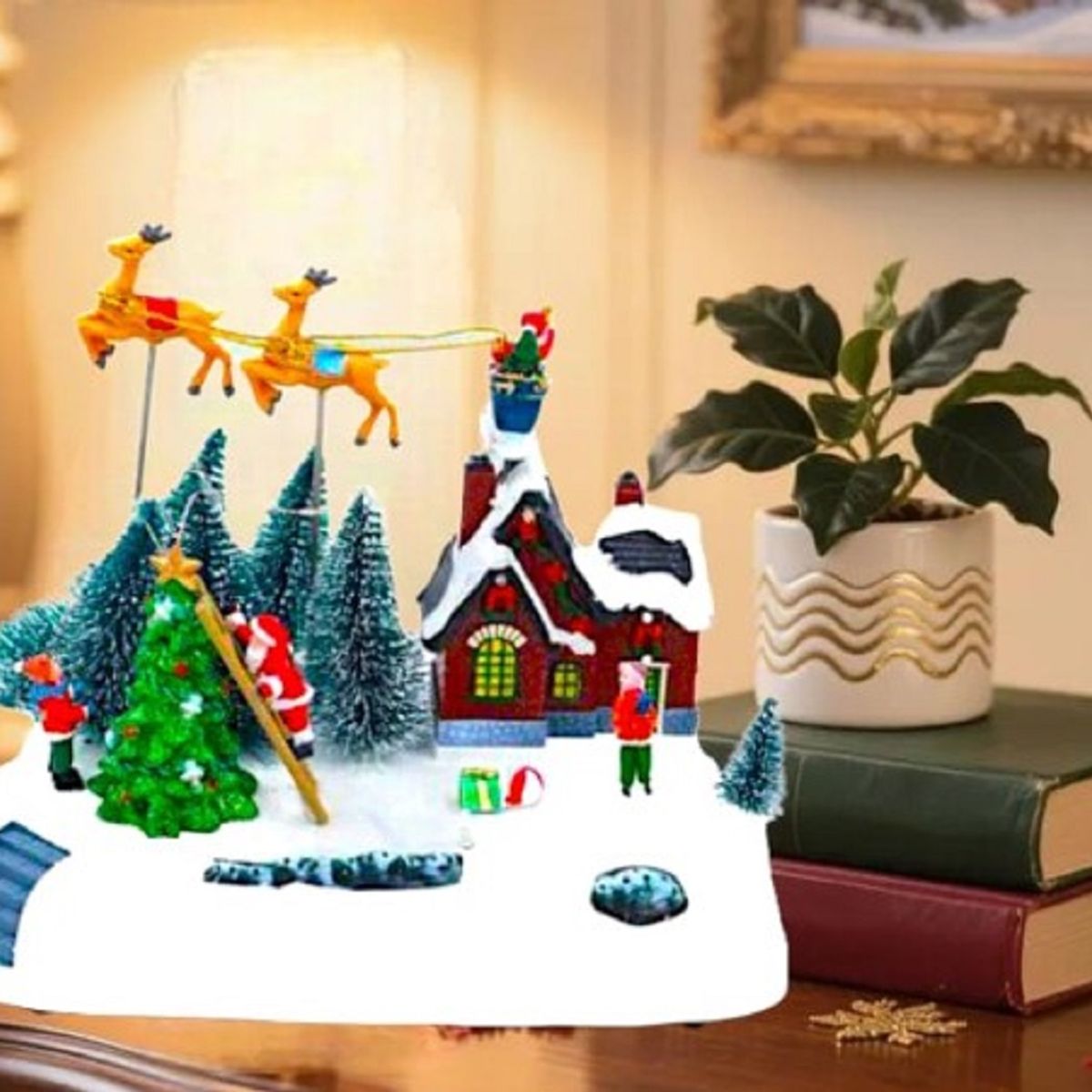 GENERICO - Villa Navideña MUSICAL Y CON CONECTOR USB Y PILAS PREMIUM A1