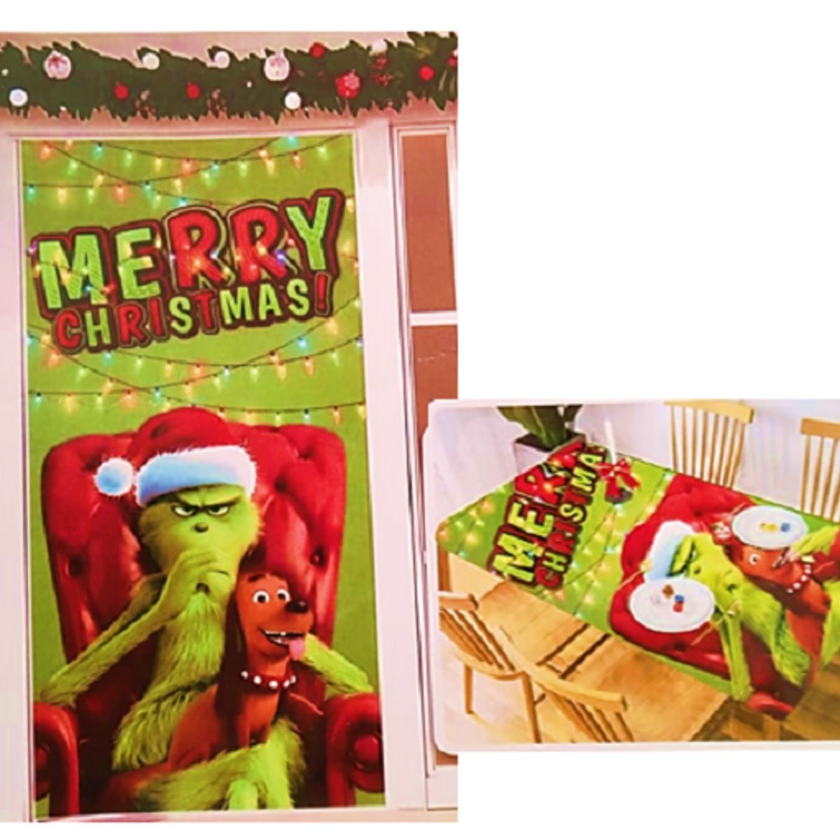 GENERICO - FUNDAS NAVIDEÑAS PARA PUERTAS O MESA GRINCH