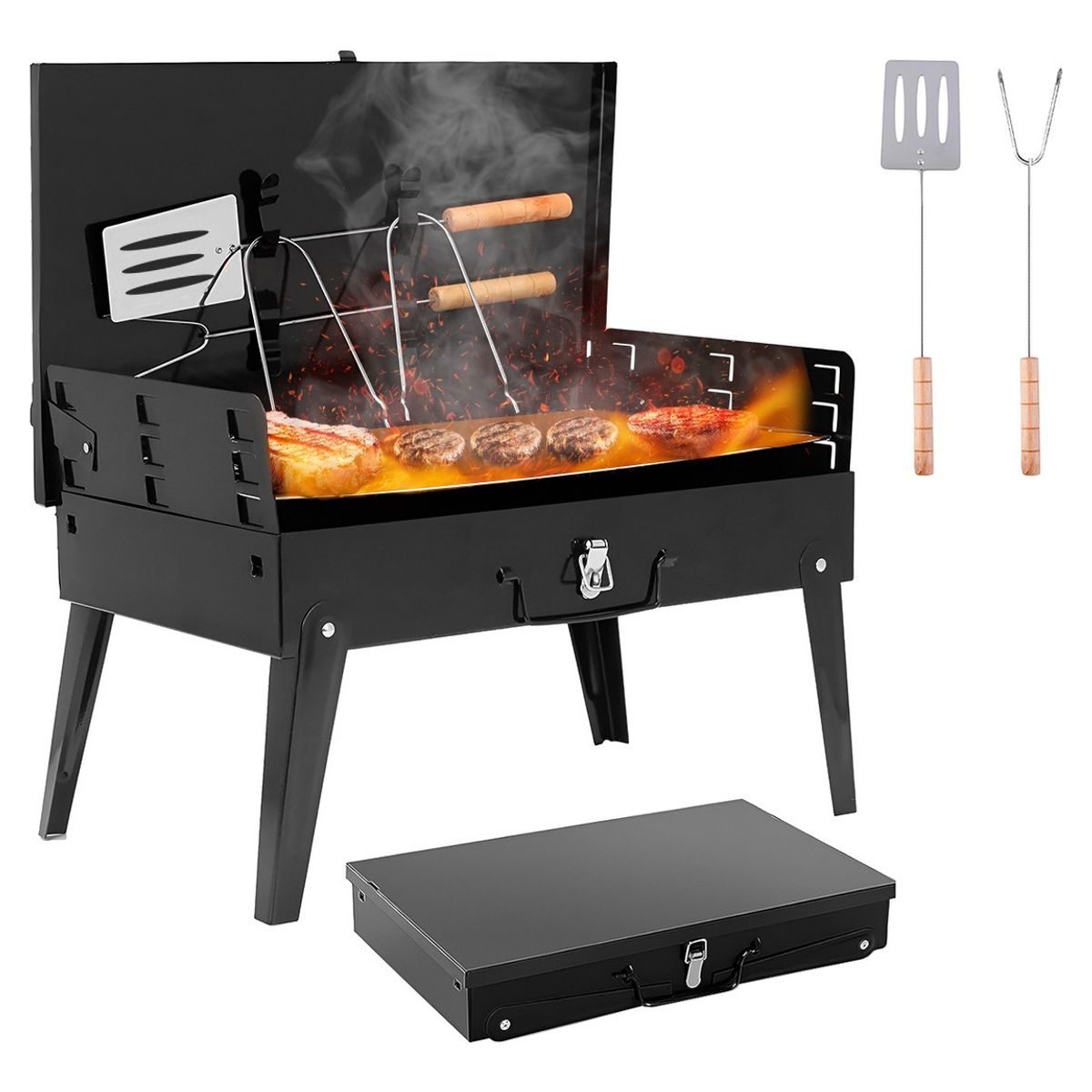AFVENTURA - Parrilla Asador Plegable Con Accesorios Camping Portátil Pro