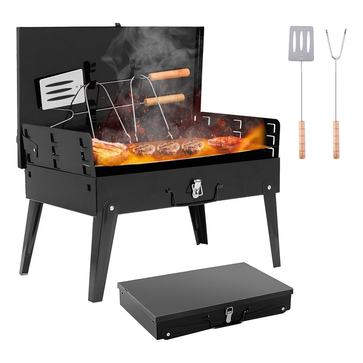 AFVENTURA - Parrilla Asador Plegable Con Accesorios Camping Portátil Pro