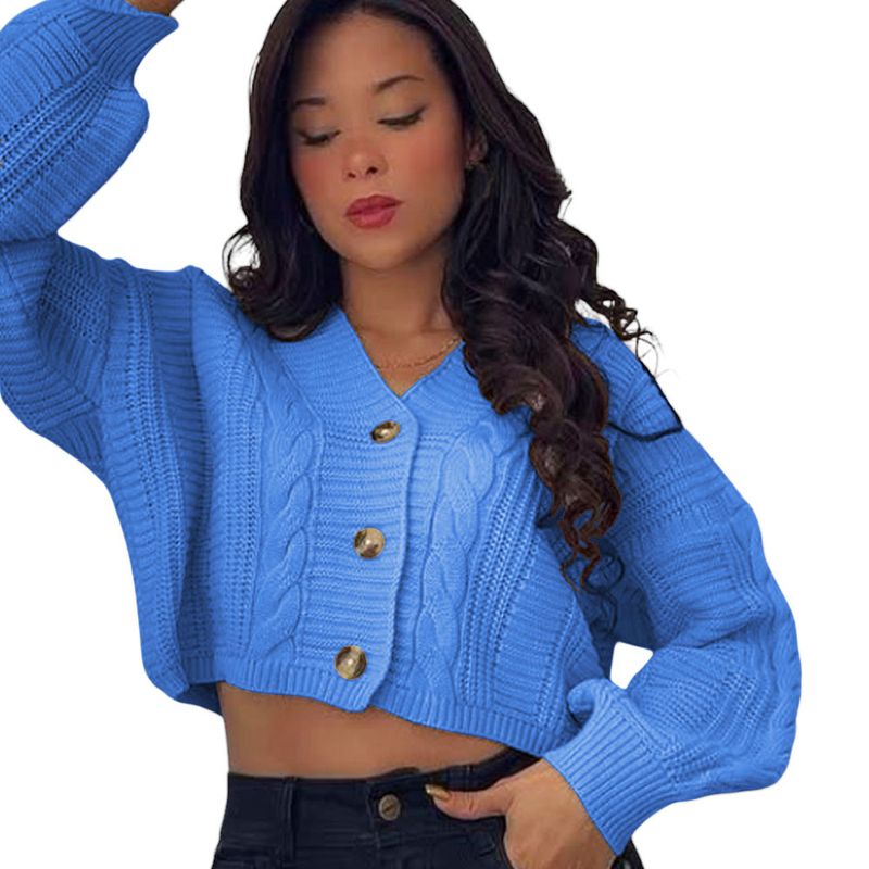 GENERICO - Chompa Mujer Hilo Trensa 359G-23 Color Celeste