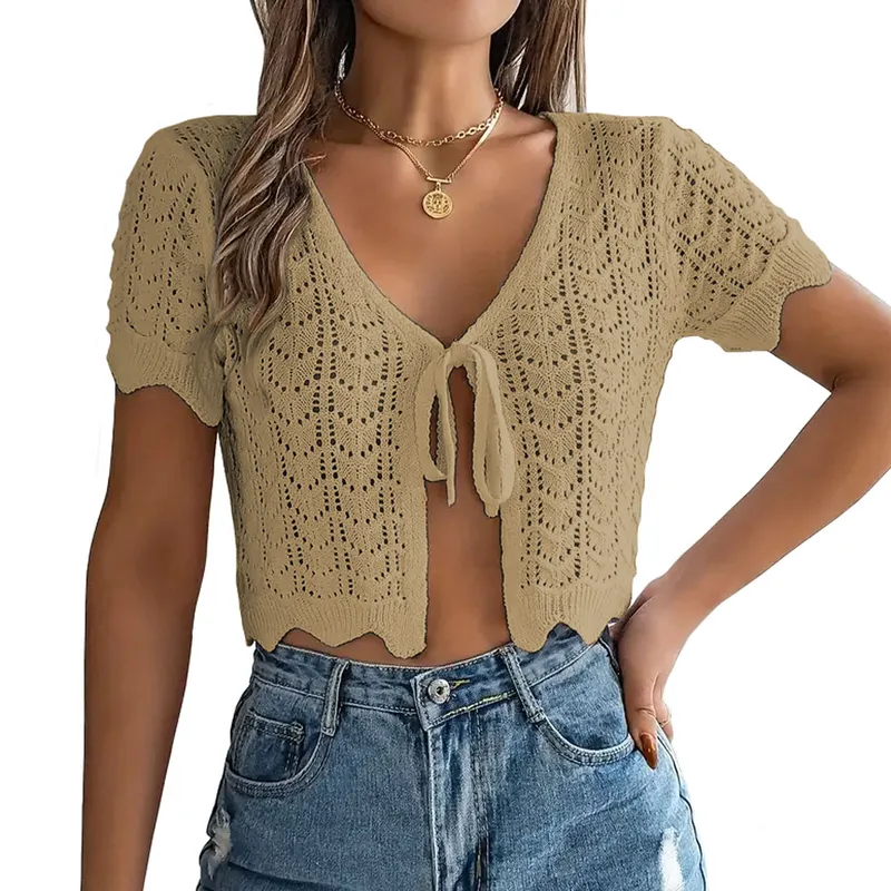 GENERICO - Sueter Mujer Abierto Hilo 43Sot1 Gab-15 Color Beige