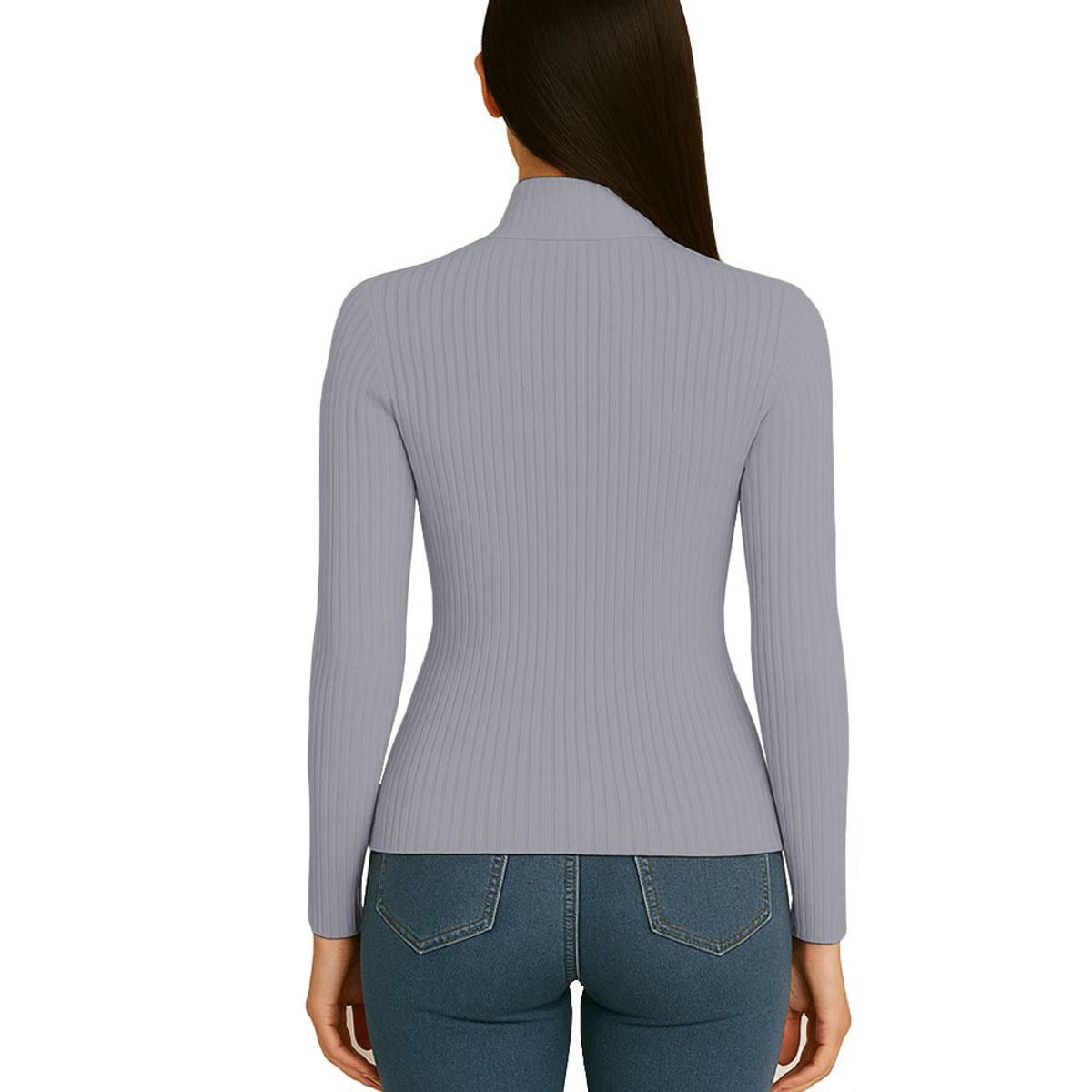 GENERICO - Polo Cafarena Manga Larga Rib Grueso Sab-16 Color Gris Claro