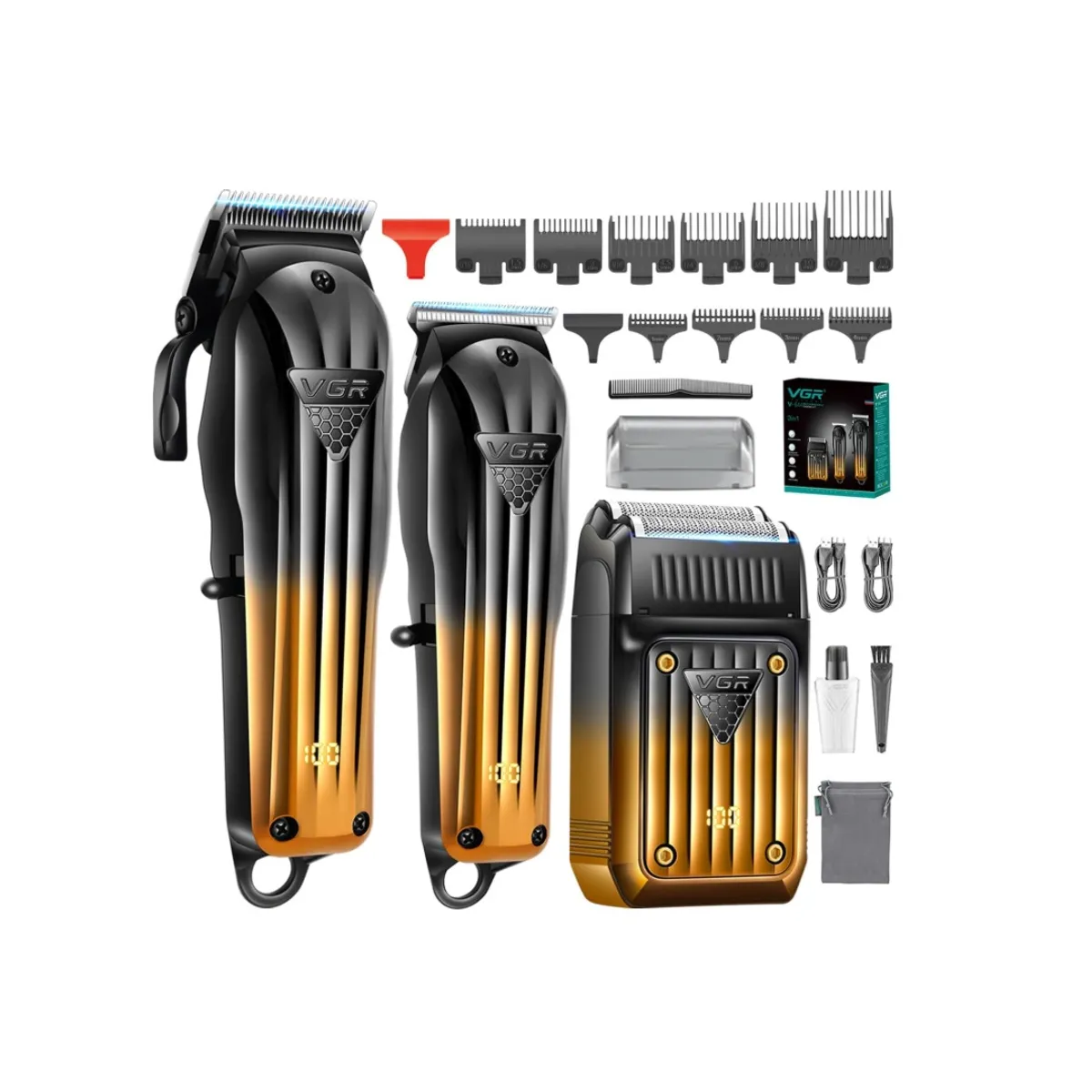 PREMIUM - Maquina Combo Corte Cabello Clipper Trimmer Shaver Vgr-644