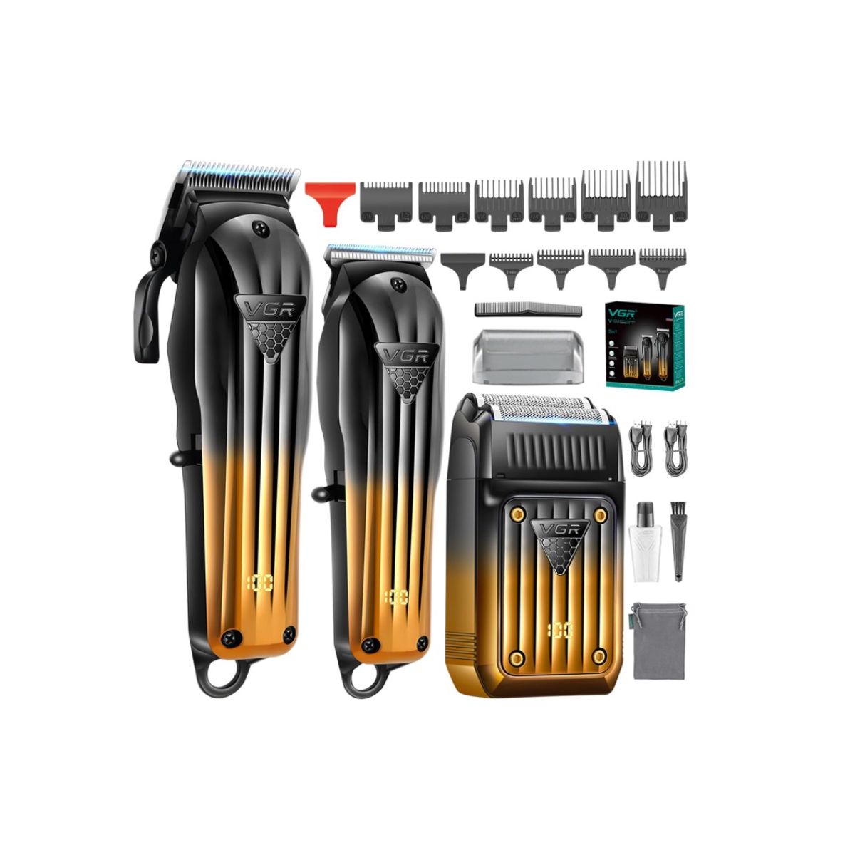 PREMIUM - Maquina Combo Corte Cabello Clipper Trimmer Shaver Vgr-644