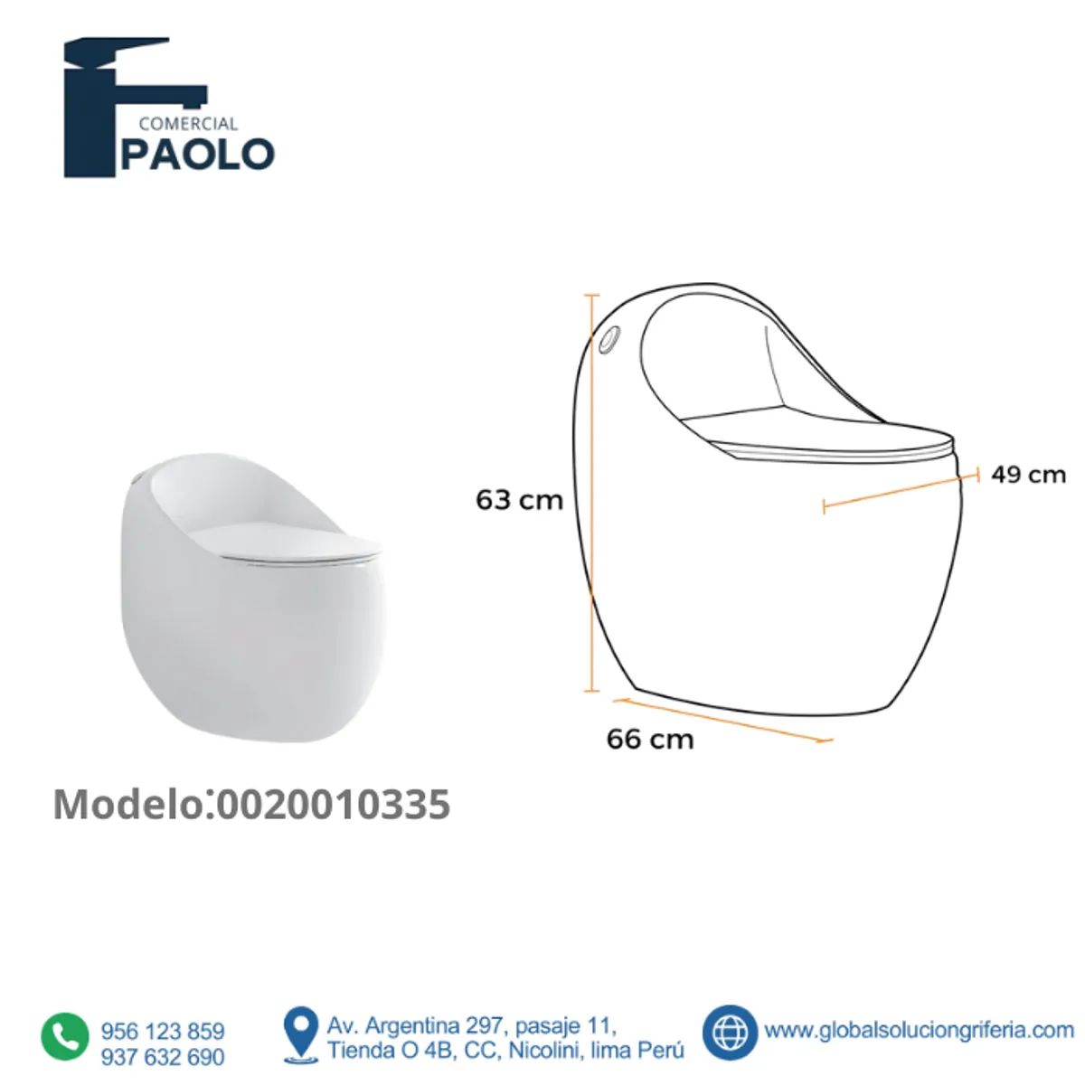 FRATELLI - INODORO ONE PIECE ZEUS OVALADO BLANCO