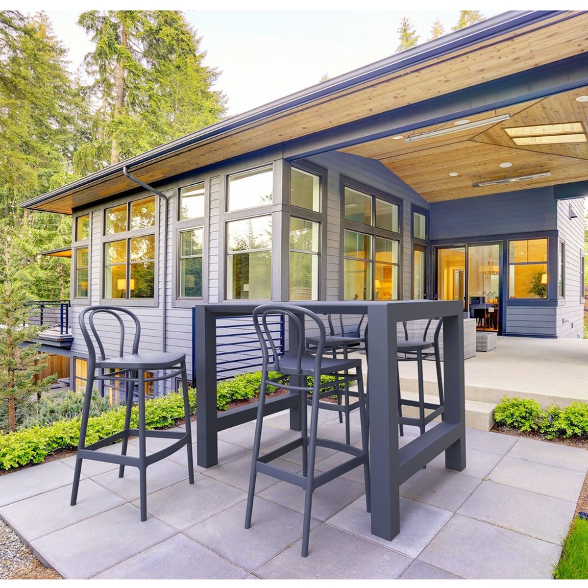 GENERICO - Silla bar gris contemporánea 75 cm alt