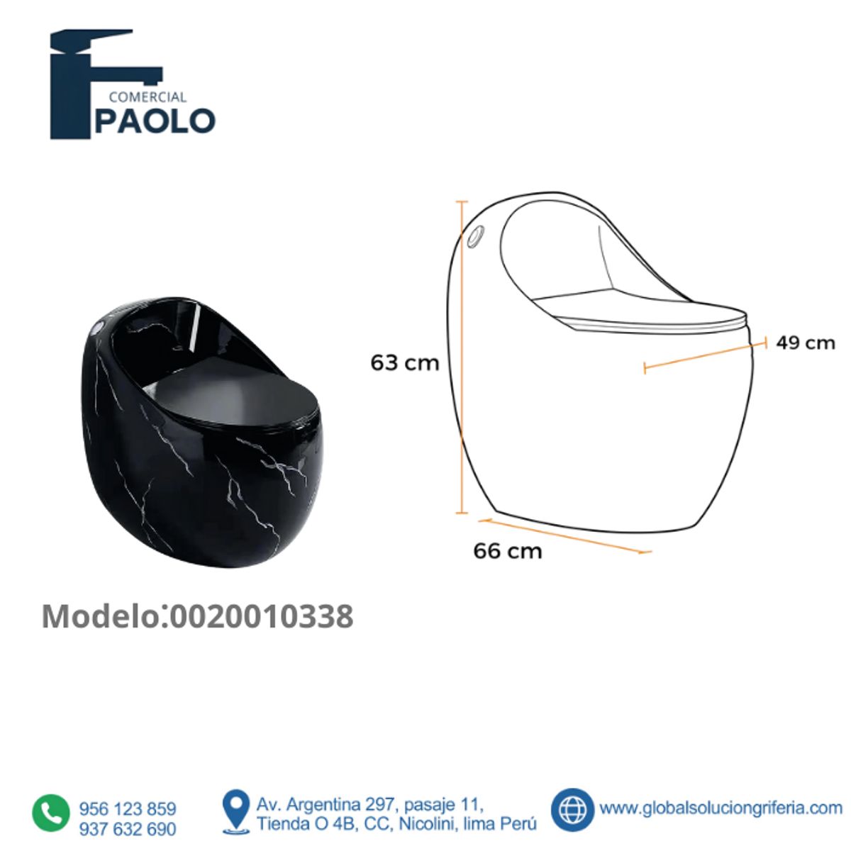 FRATELLI - INODORO ONE PIECE ZEUS OVALADO NEGRO MARMOLEADO