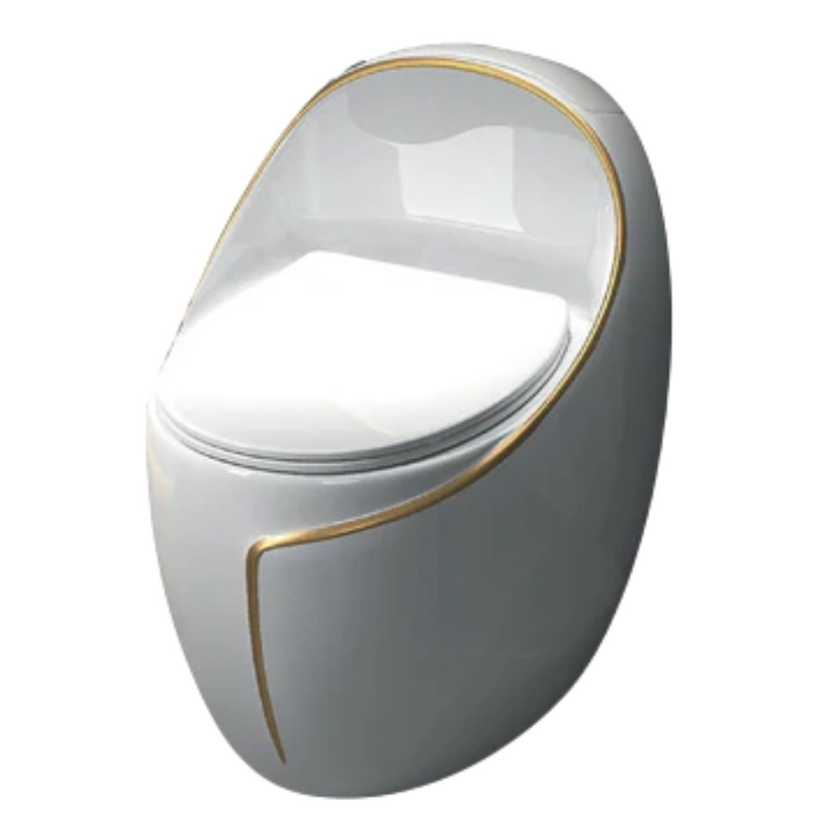 FRATELLI - INODORO ONE PIECE GIRASOL OVALADO BLANCO Y LINEA DORADA