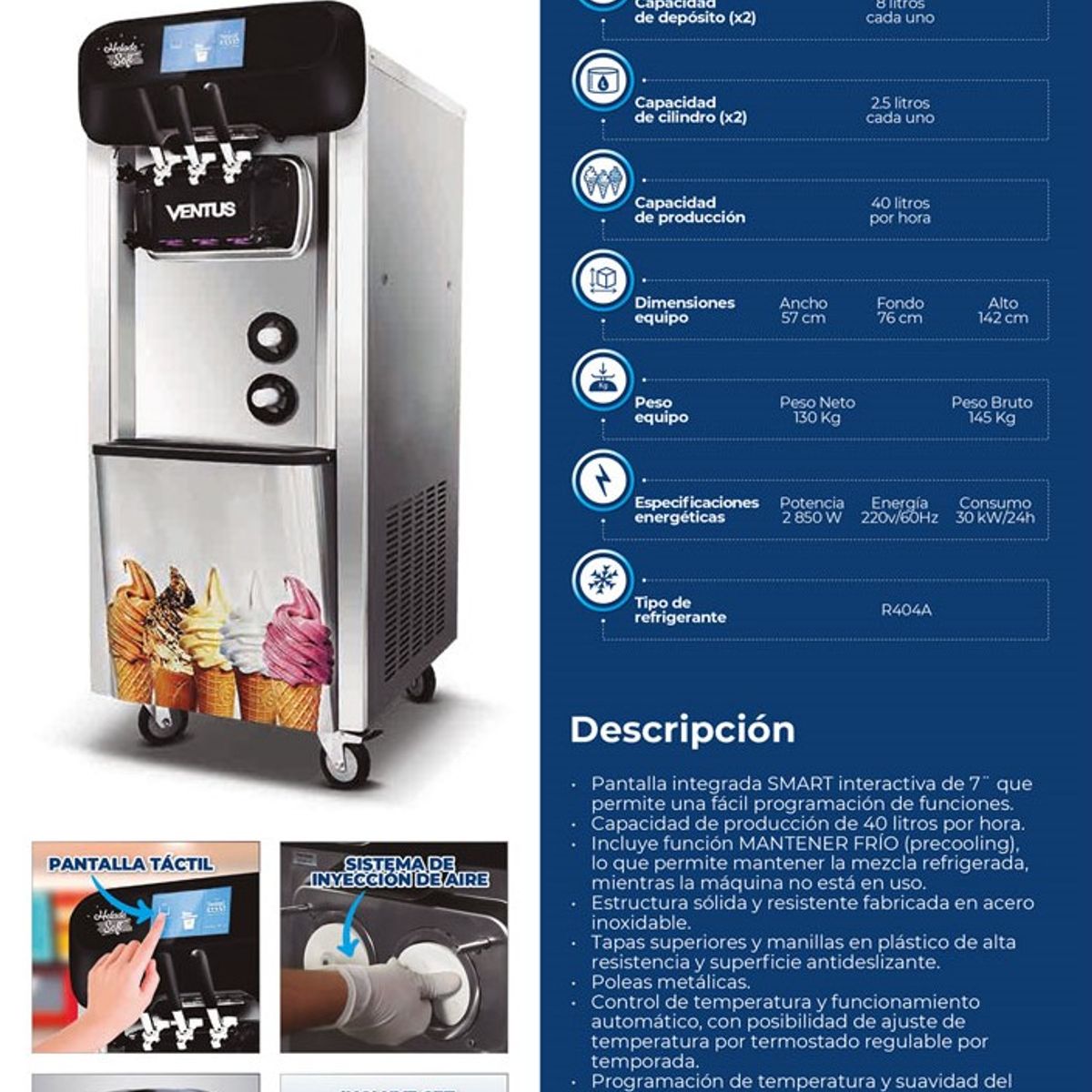 VENTUS - Máquina de Helado Soft  VSP-40 SMART - Ventus