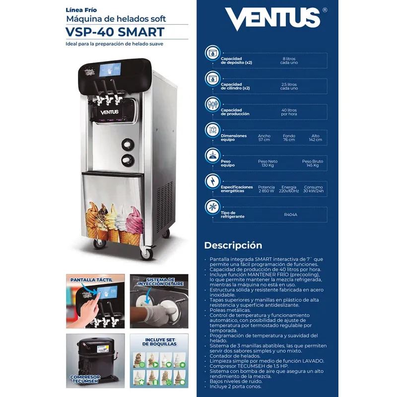 VENTUS - Máquina de Helado Soft  VSP-40 SMART - Ventus