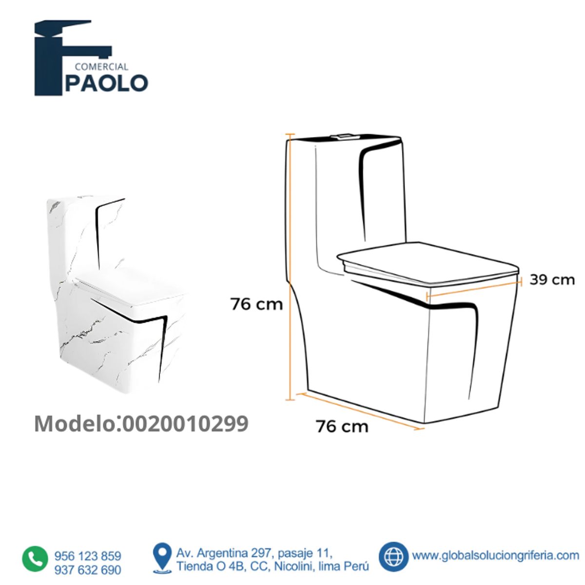 FRATELLI - INODORO ONE PIECE MINIMALISTA BLANCO Y NEGRO