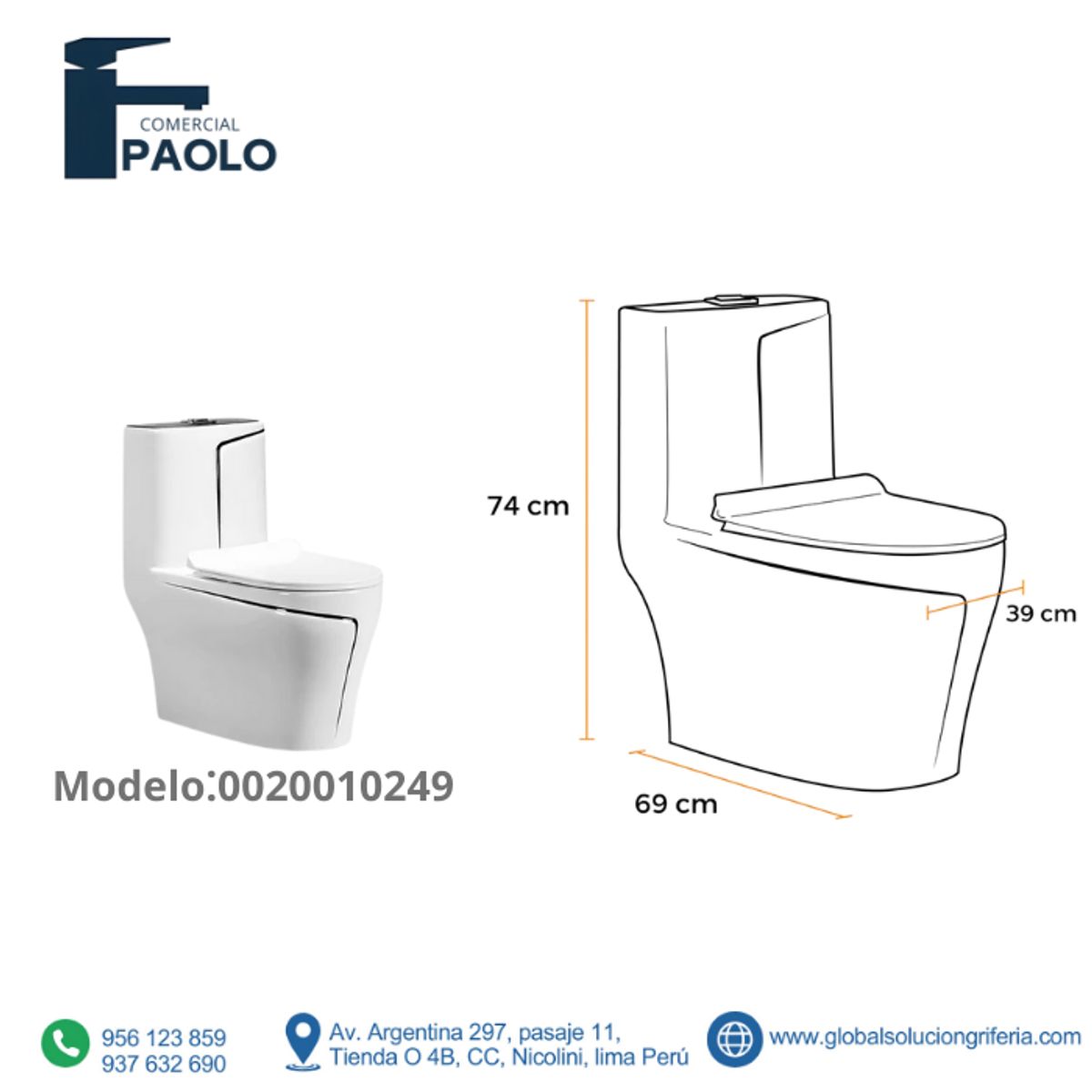FRATELLI - INODORO ONE PIECE MINIMALISTA BLANCO 8285