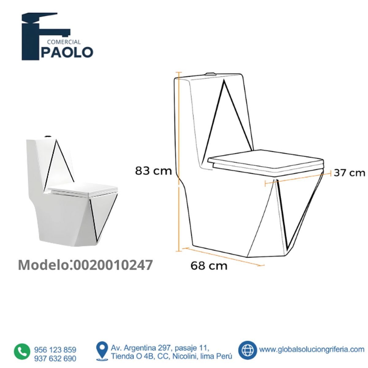 FRATELLI - INODORO ONE PIECE MINIMALISTA  BLANCO 8276