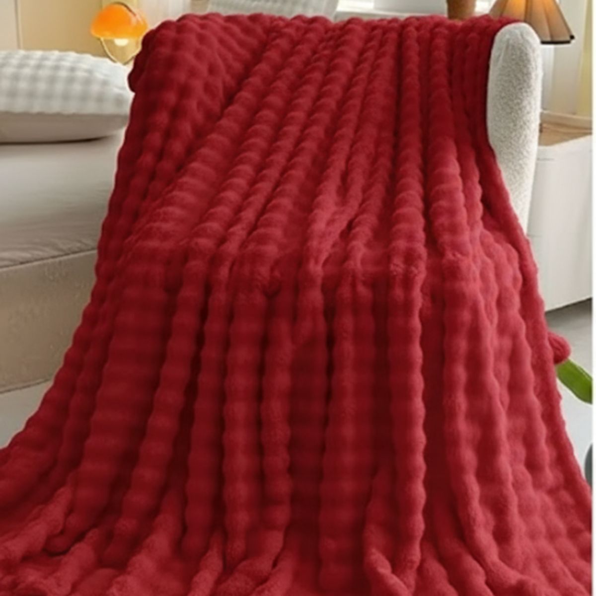 GENERICO - ️ FRAZADA MICROFLEECE SHERPA  2 PLAZAS - ROJO