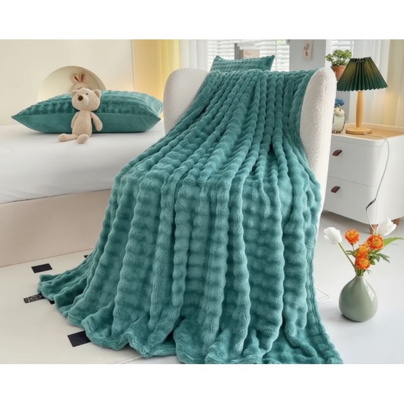 GENERICO - ️ FRAZADA MICROFLEECE SHERPA  2 PLAZAS - VERDE