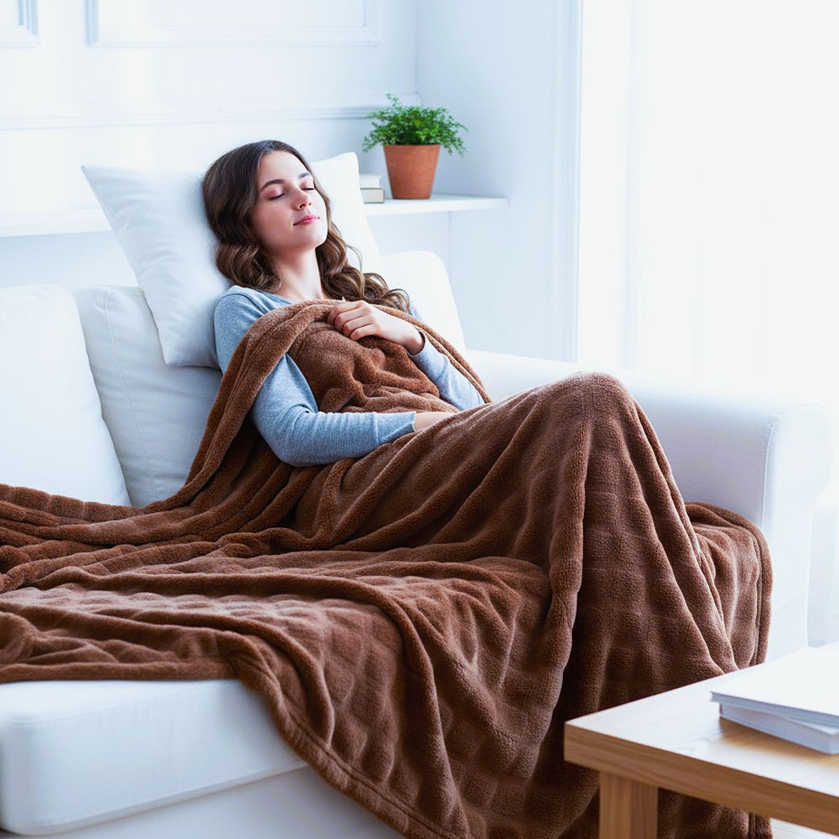 GENERICO - ️ FRAZADA MICROFLEECE SHERPA  2 PLAZAS - MARRON