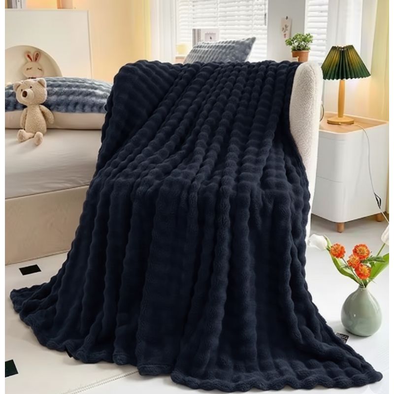 GENERICO - ️ FRAZADA MICROFLEECE SHERPA  2 PLAZAS -AZUL