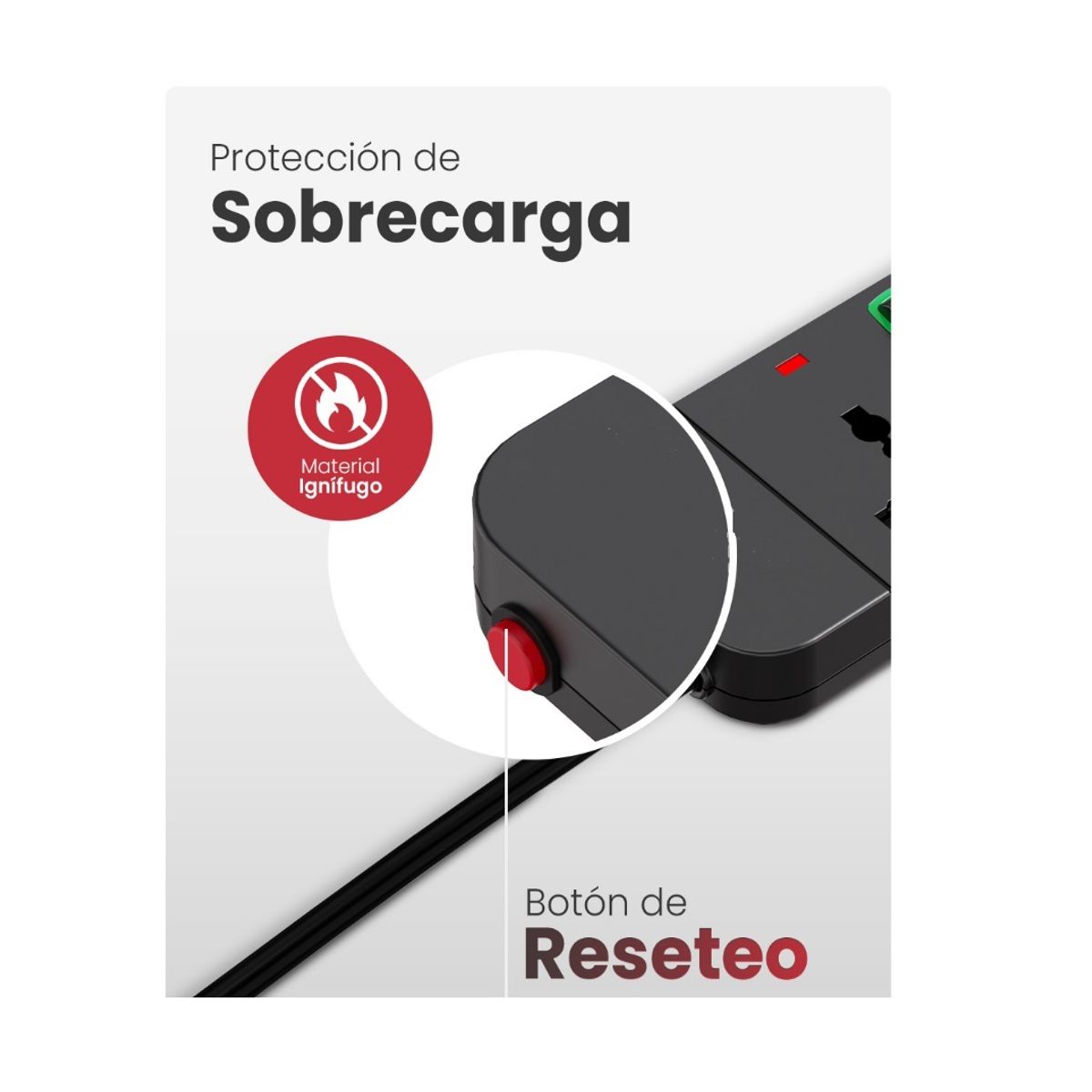 MOVISUN - Supresor De Picos Extensión Tomacorriente 5 Tomas 3metros