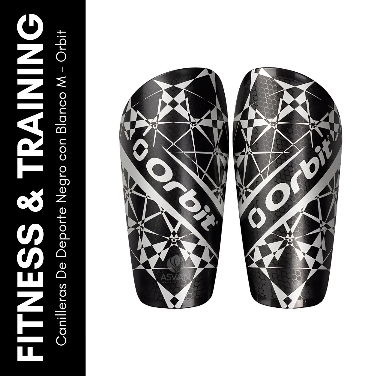 GENERICO - Canilleras De Deporte Negro con Blanco M - Orbit