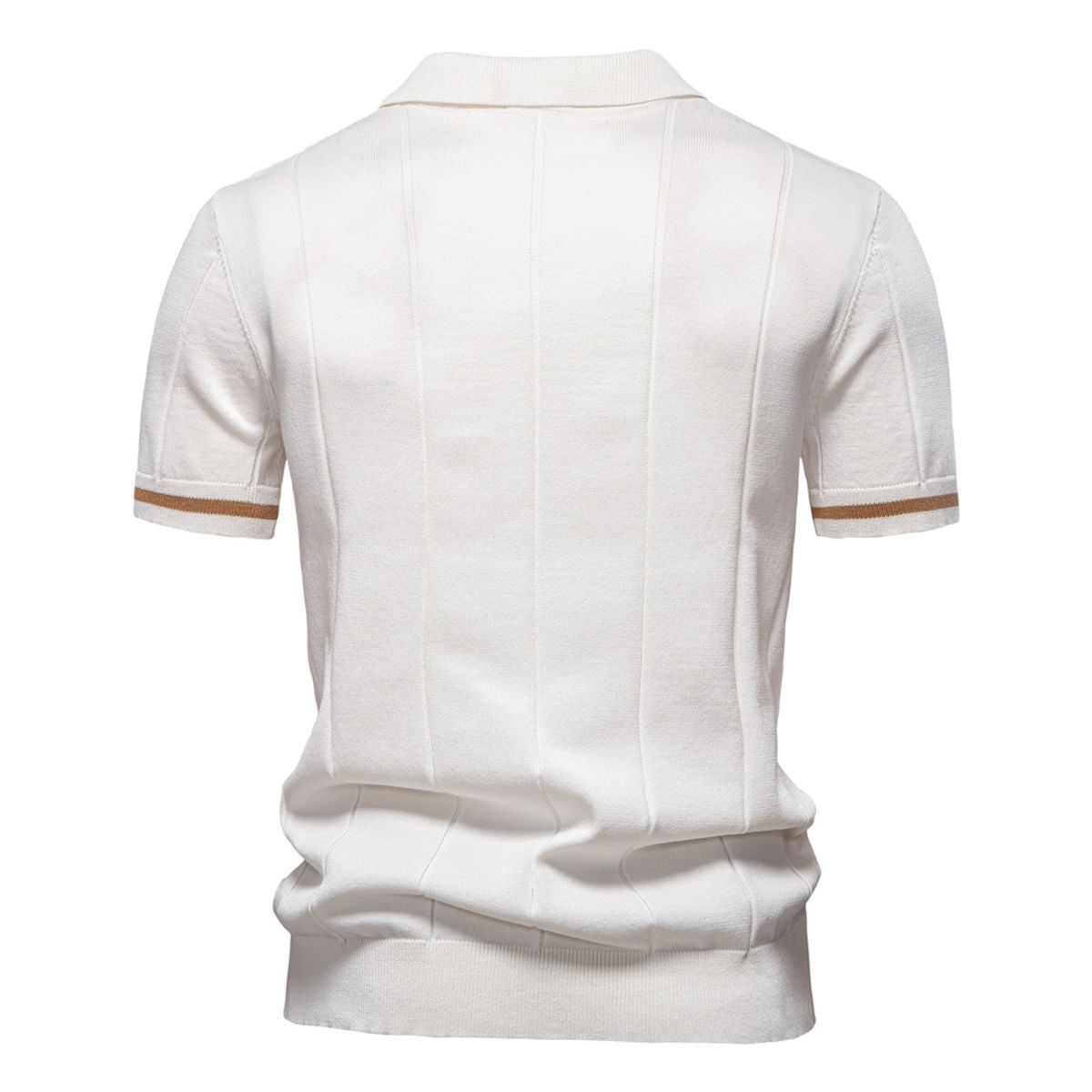 TIOZONEY - Polo de punto con cuello para hombre-Blanco