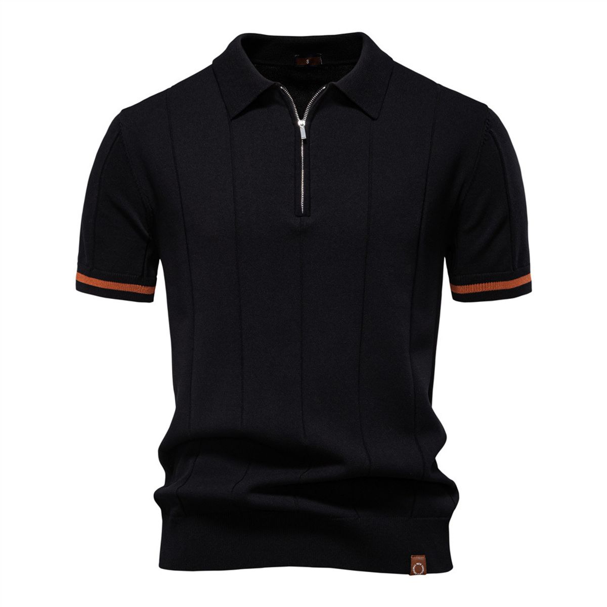TIOZONEY - Polo de punto con cuello para hombre-Negro