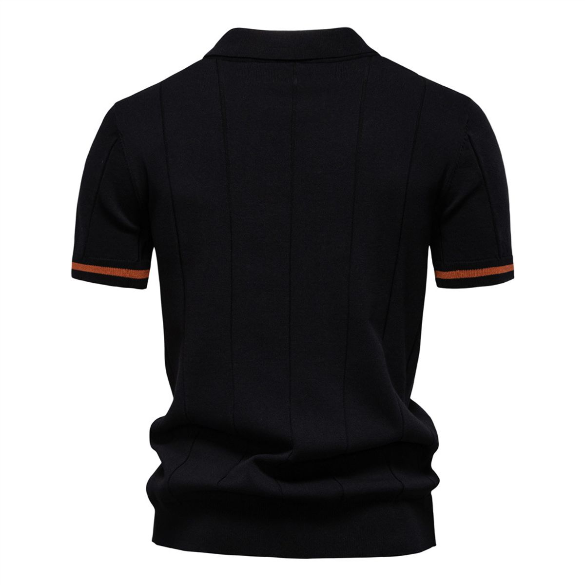 TIOZONEY - Polo de punto con cuello para hombre-Negro