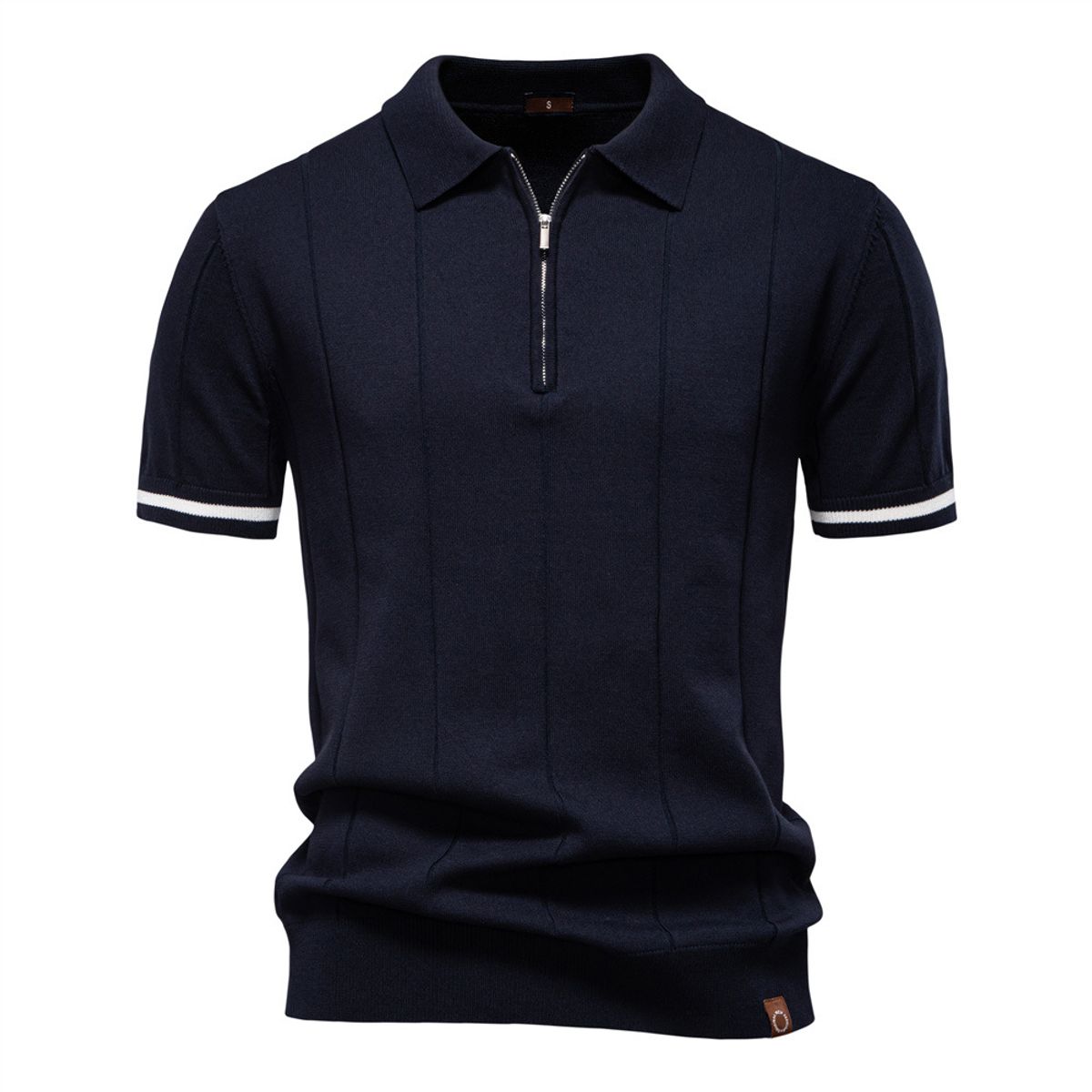 TIOZONEY - Polo de punto con cuello para hombre-Azul