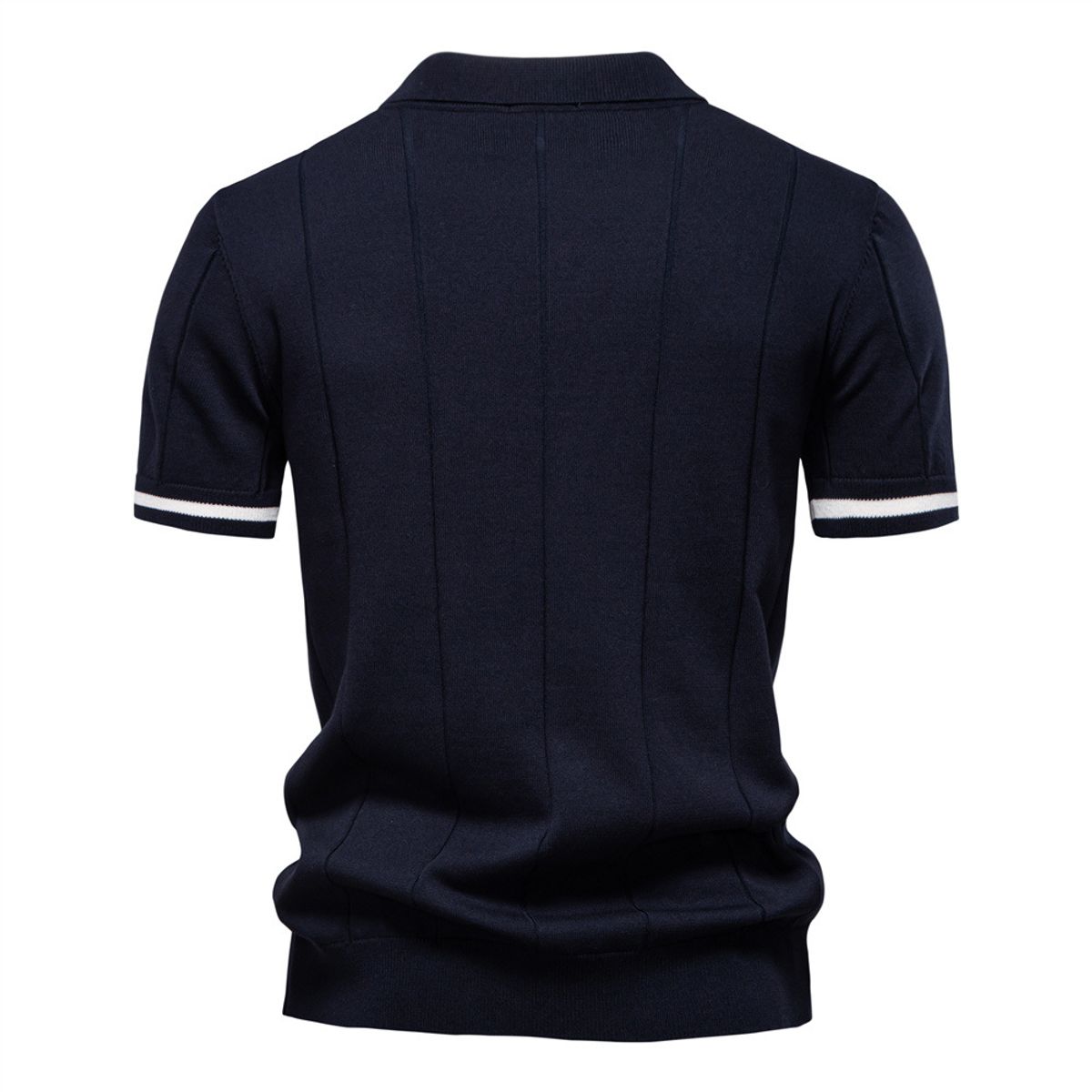 TIOZONEY - Polo de punto con cuello para hombre-Azul