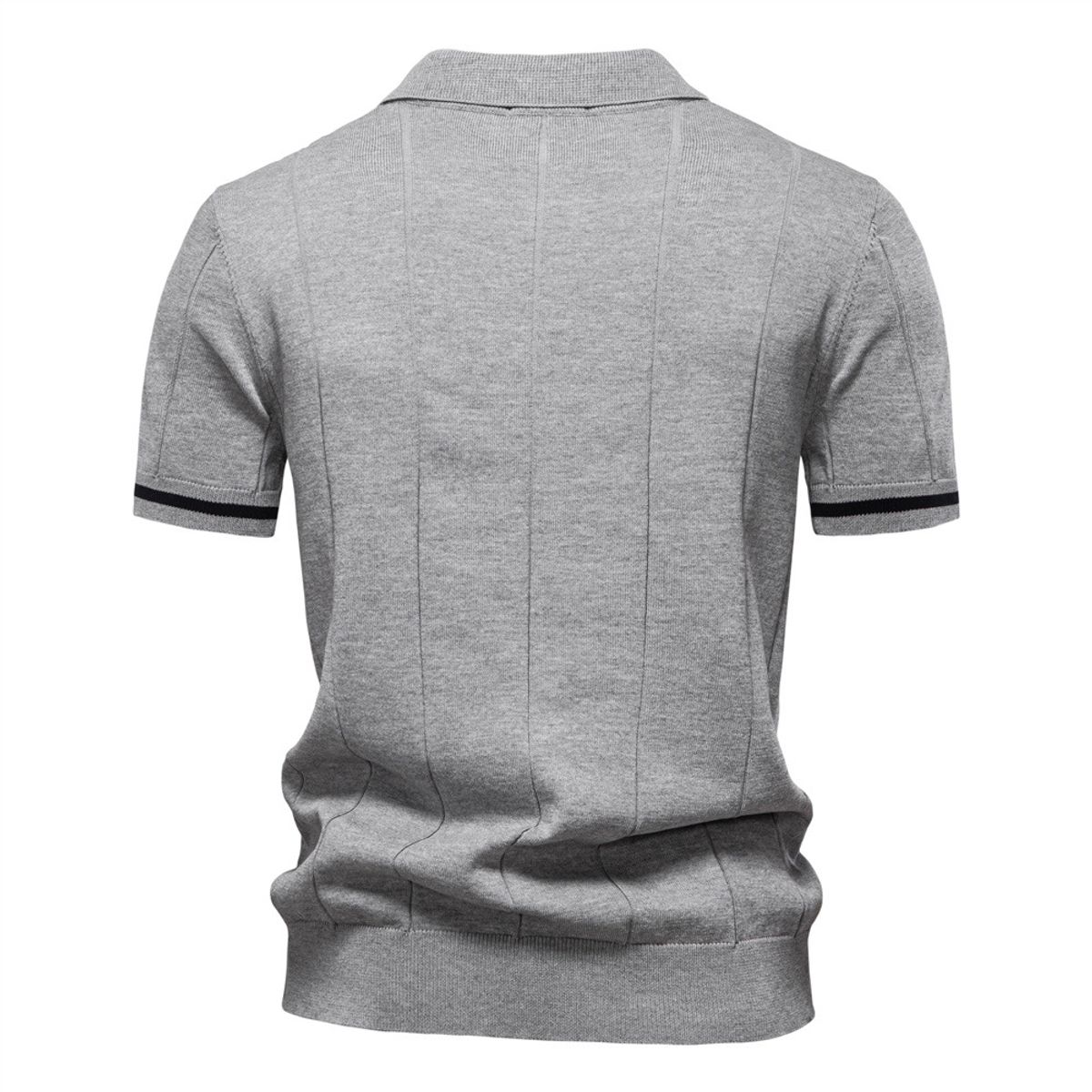 TIOZONEY - Polo de punto con cuello para hombre-Gris