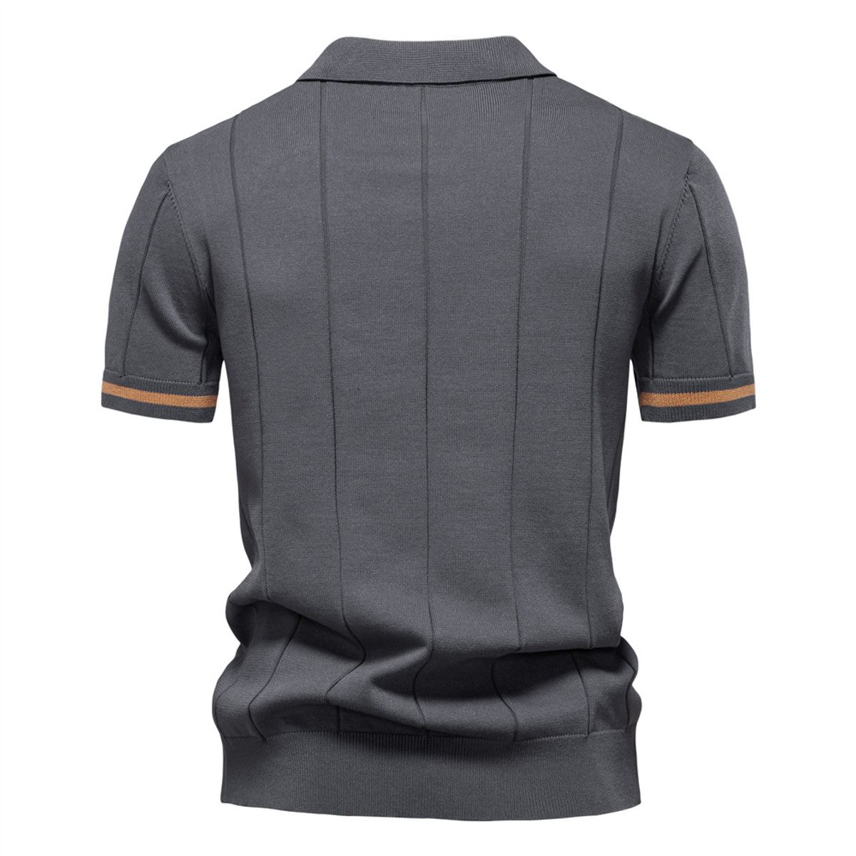 TIOZONEY - Polo de punto con cuello para hombre-Gris