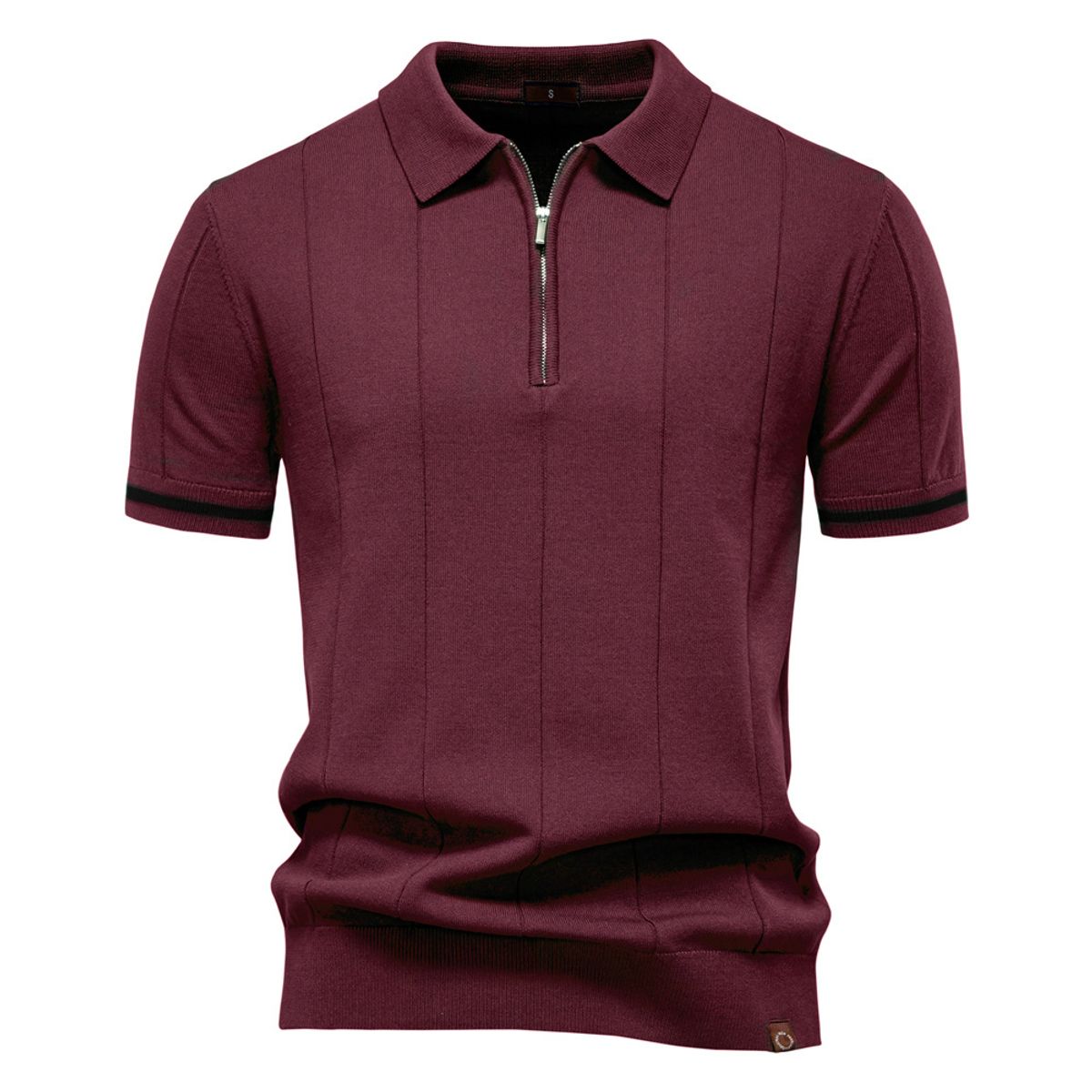 TIOZONEY - Polo de punto con cuello para hombre-Rojo