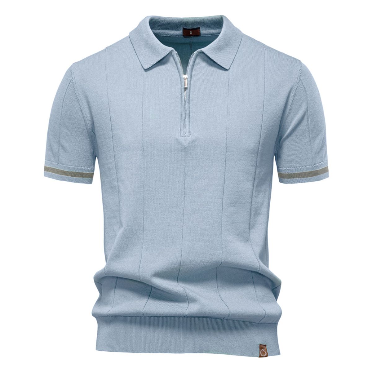 TIOZONEY - Polo de punto con cuello para hombre-Azul