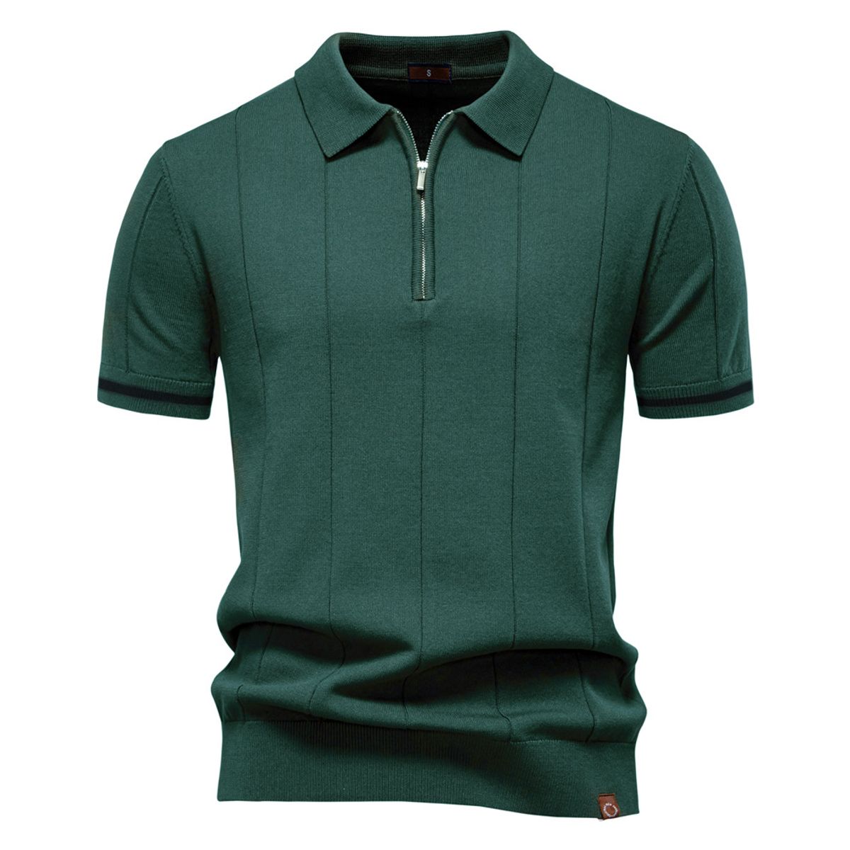 TIOZONEY - Polo de punto con cuello para hombre-Verde
