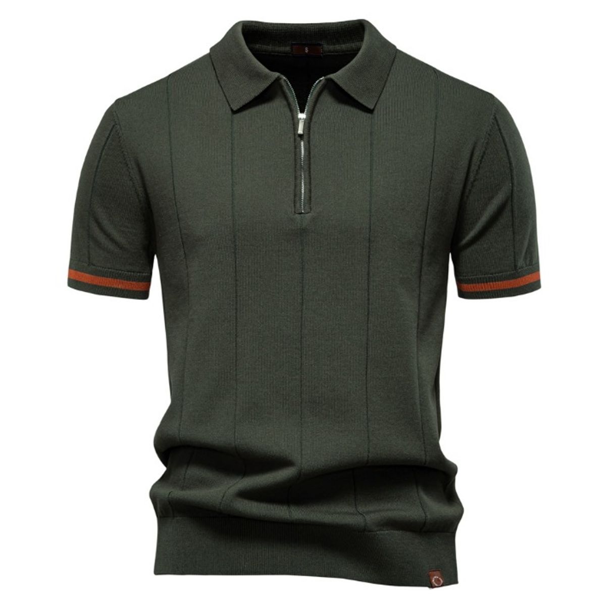 TIOZONEY - Polo de punto con cuello para hombre-Verde