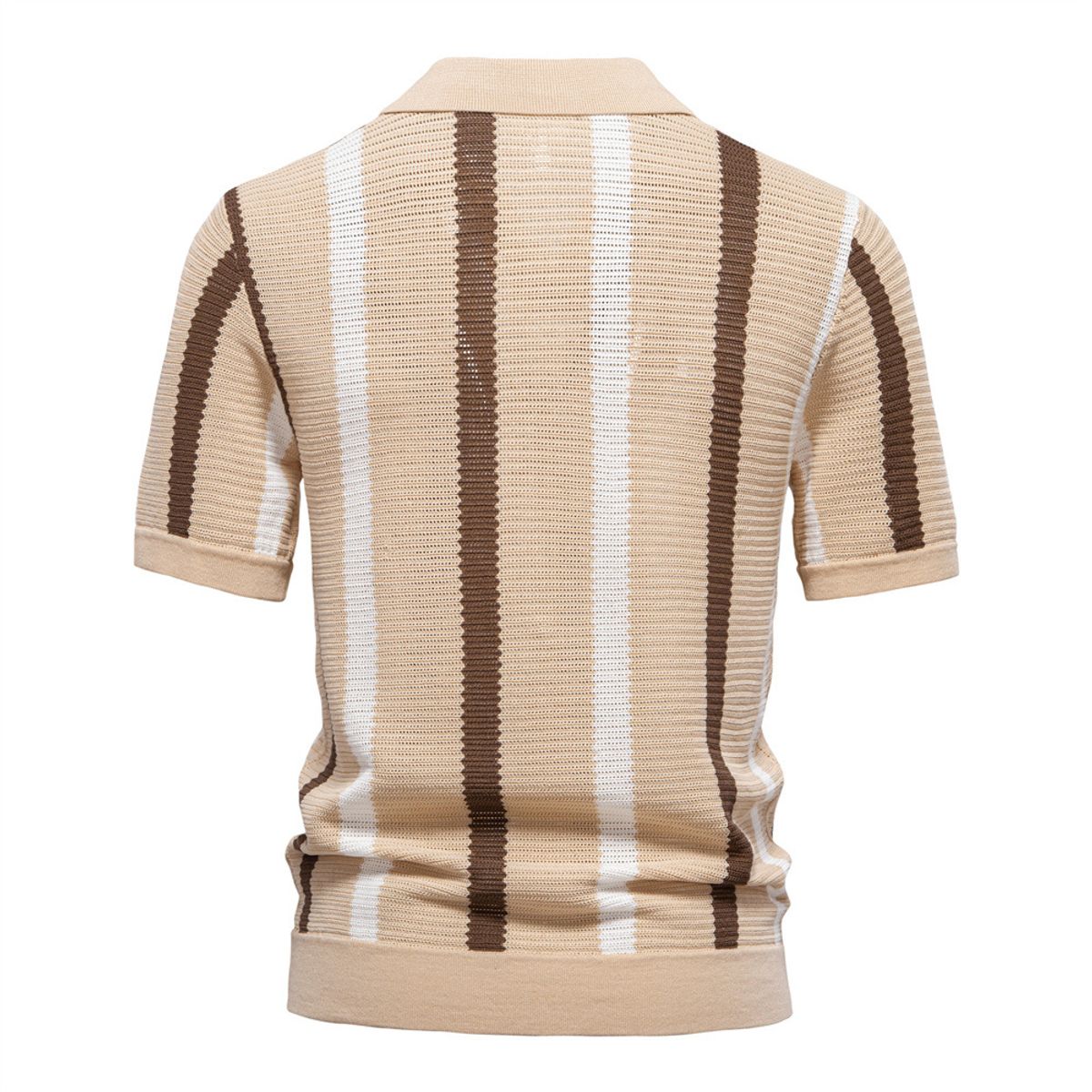TIOZONEY - Polo a rayas para hombre-Marrón