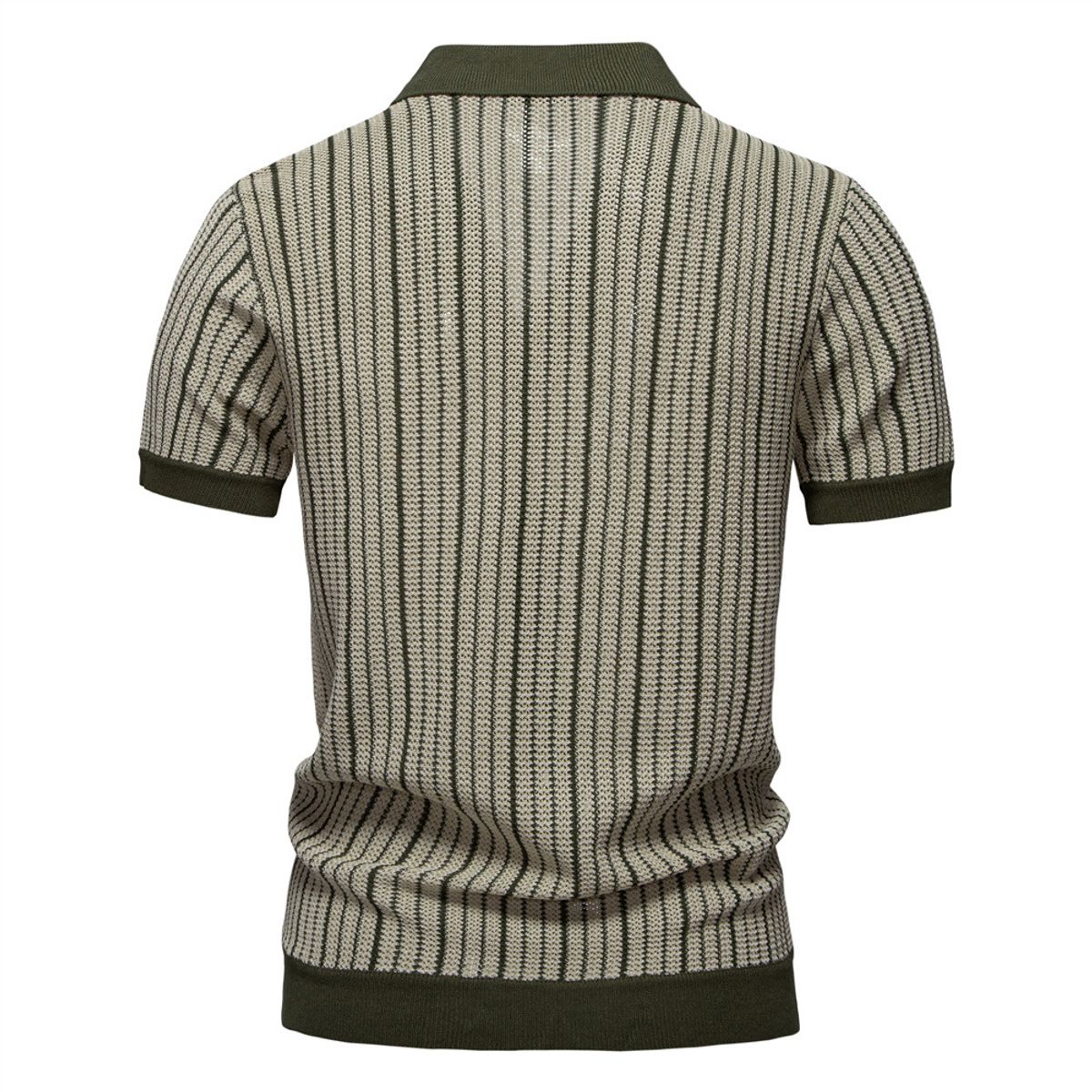 TIOZONEY - Polo a rayas para hombre-Verde