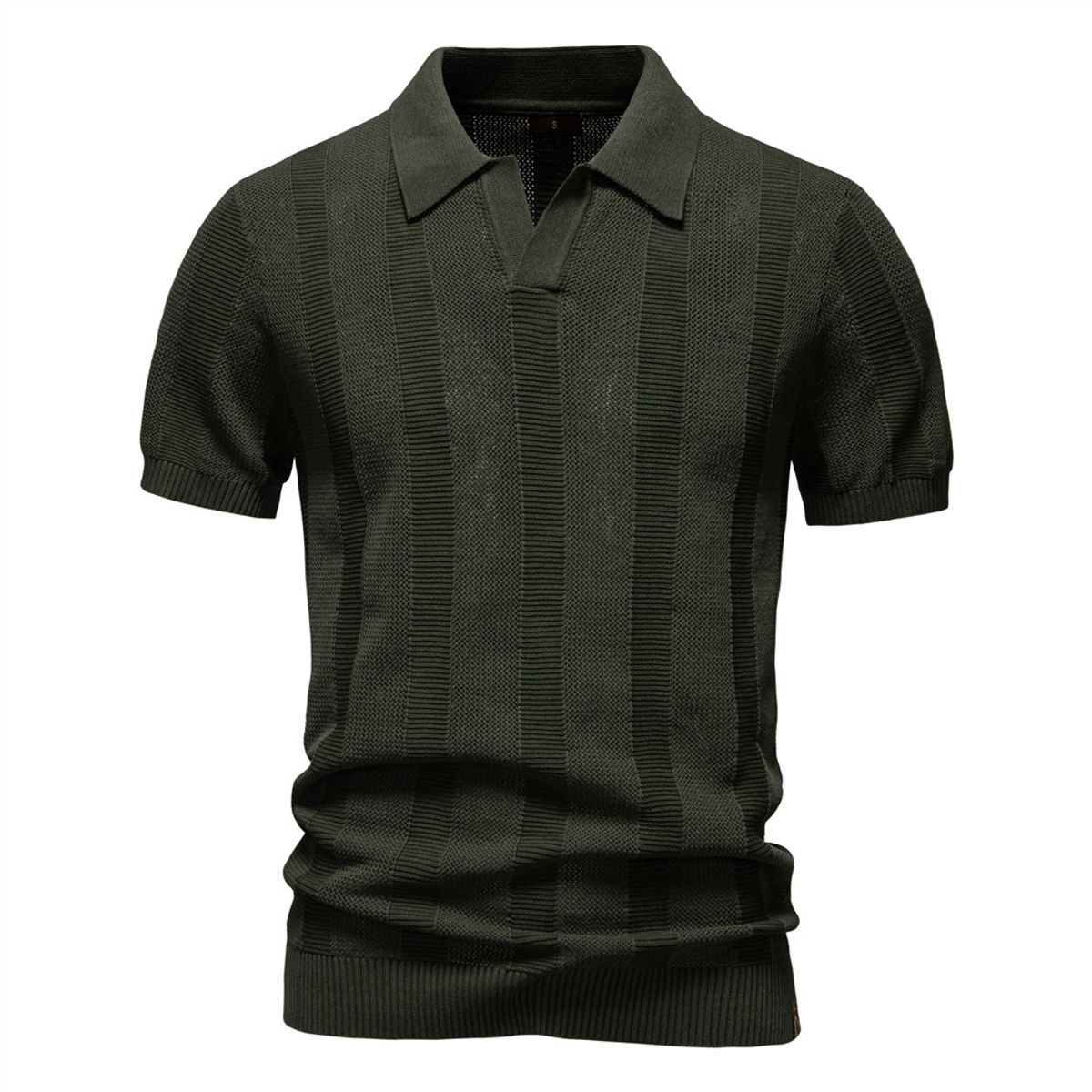 TIOZONEY - Polo a rayas para hombre-Verde