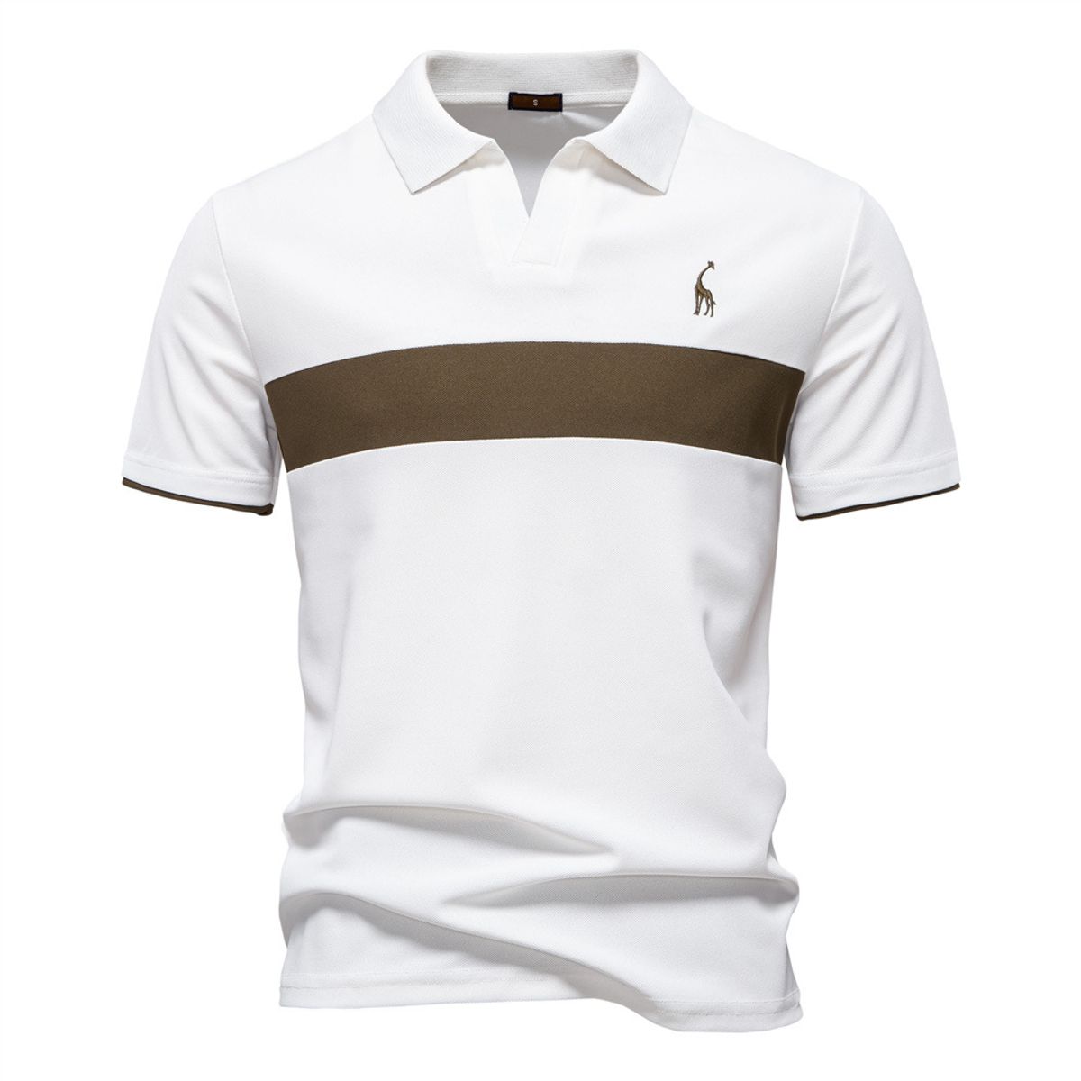 TIOZONEY - Polo de cuello en V para hombre-Blanco