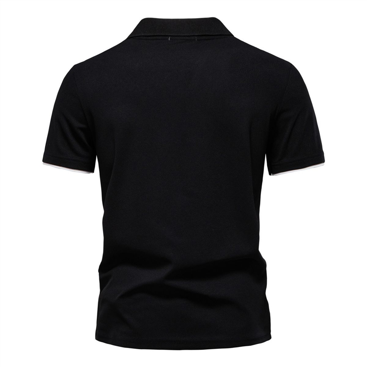 TIOZONEY - Polo de cuello en V para hombre-Negro