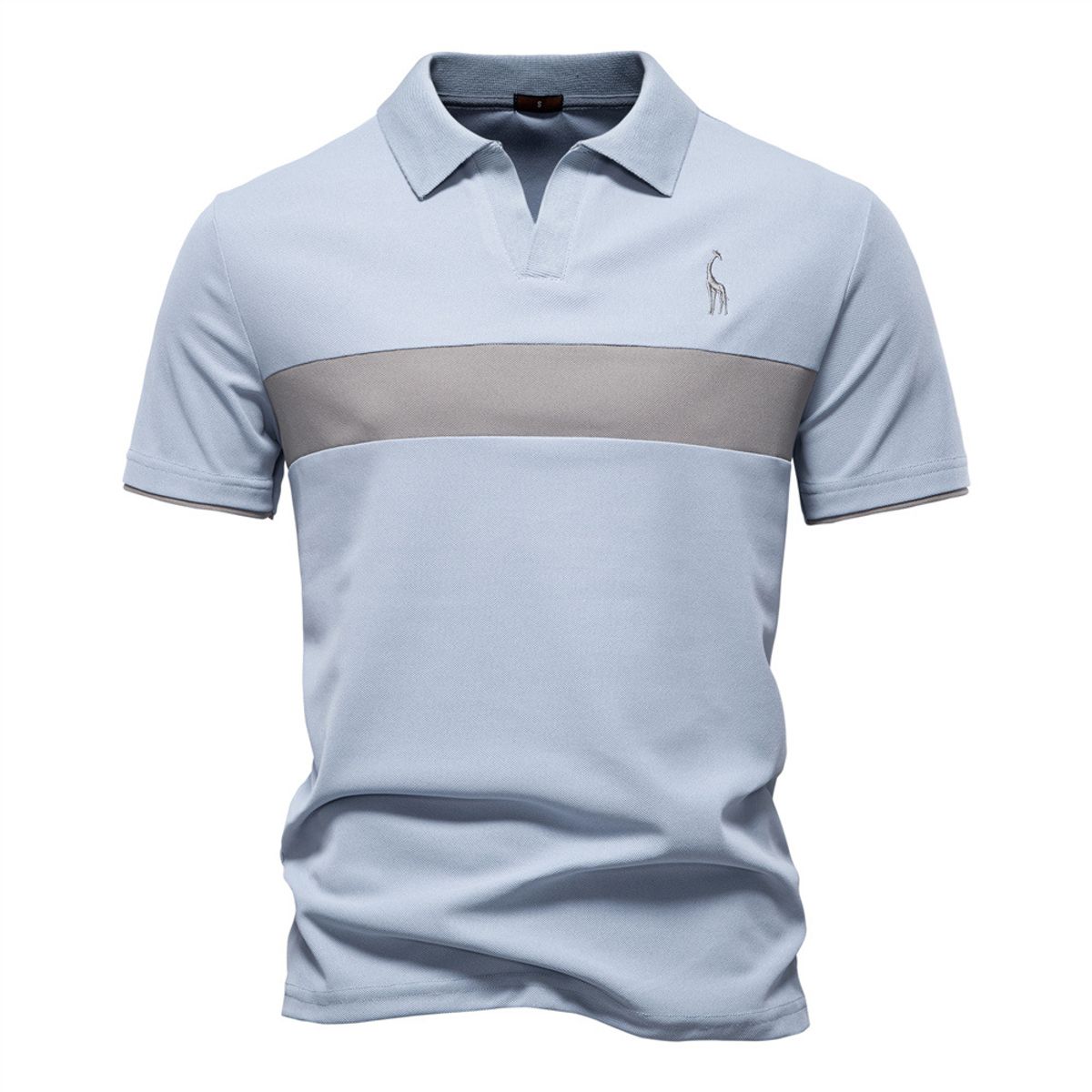 TIOZONEY - Polo de cuello en V para hombre-Azul