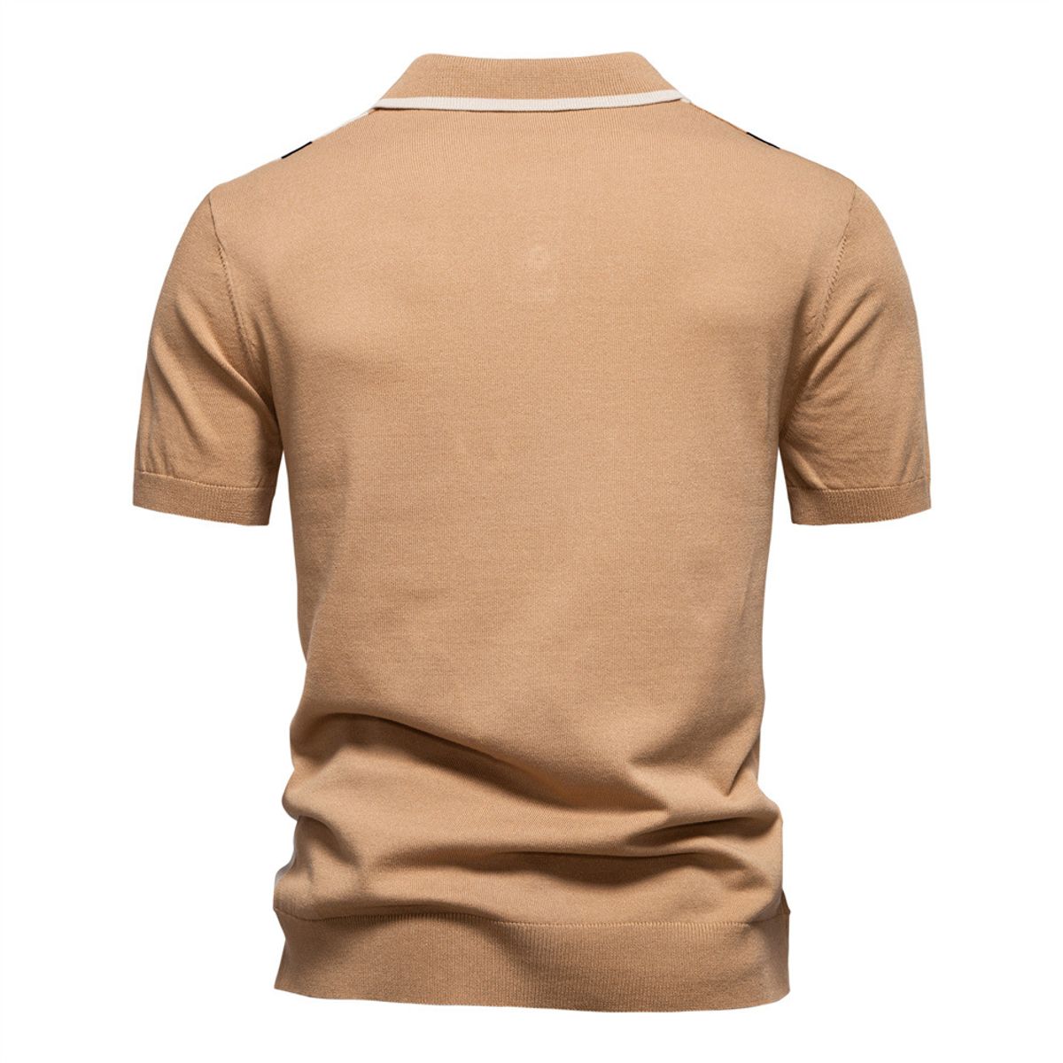 TIOZONEY - Polo con cuello para hombre-Marrón