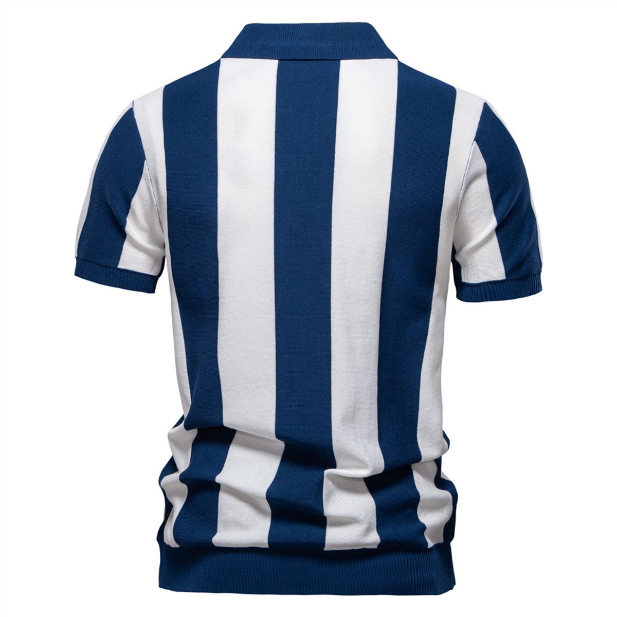 TIOZONEY - Polo a rayas para hombre-Azul