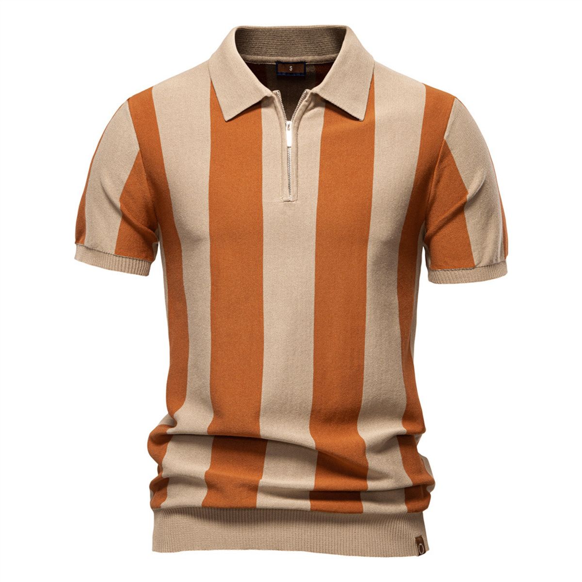 TIOZONEY - Polo a rayas para hombre-Marrón