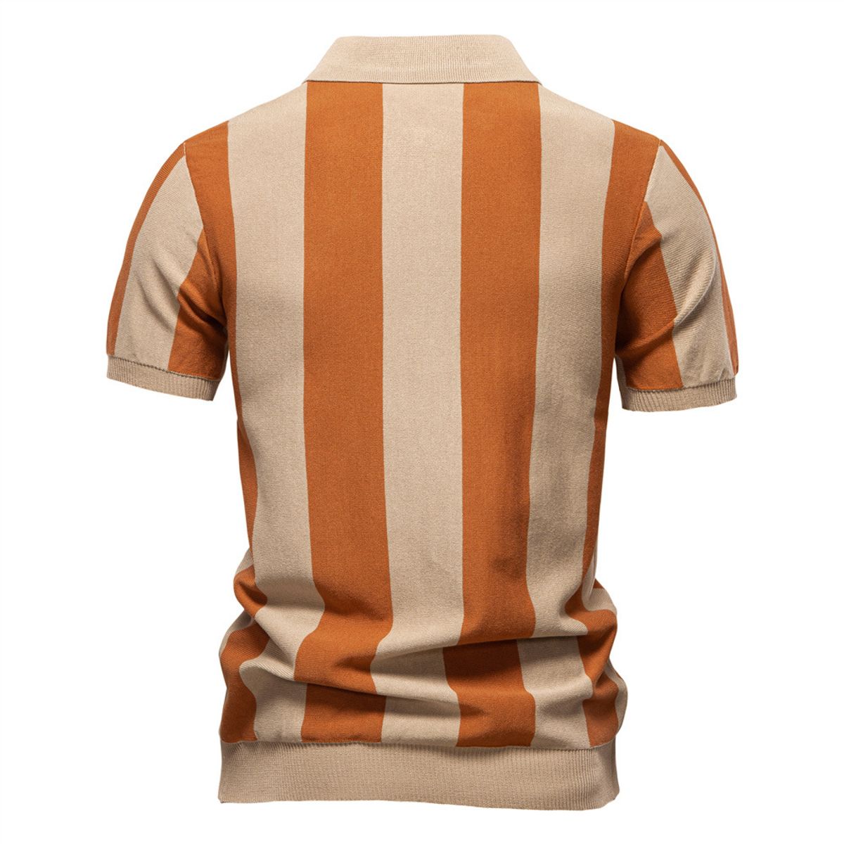 TIOZONEY - Polo a rayas para hombre-Marrón