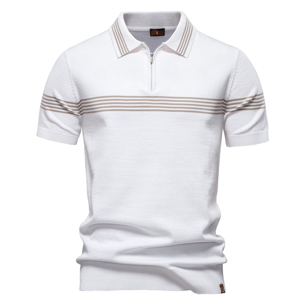 TIOZONEY - Polo con cuello para hombre-Blanco
