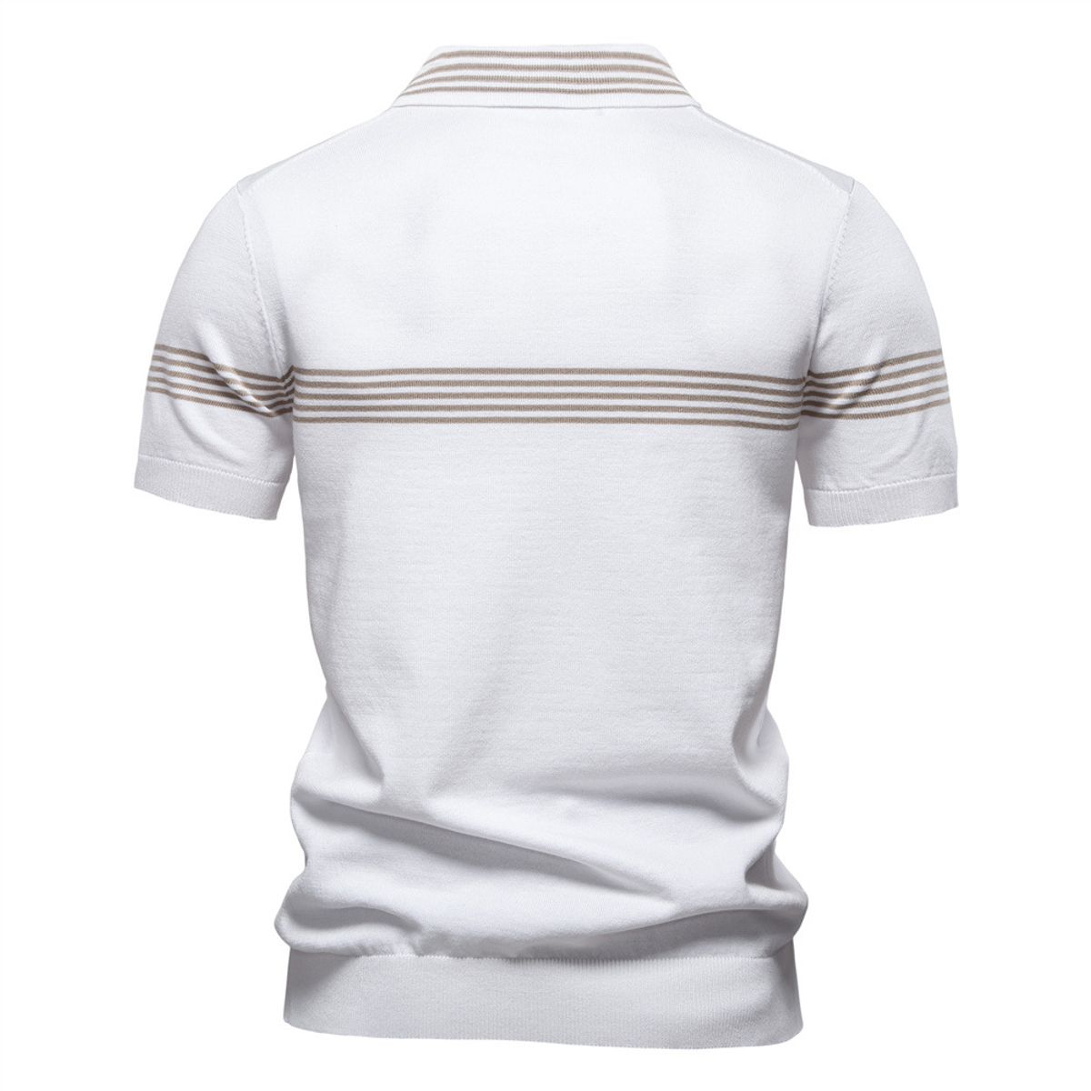 TIOZONEY - Polo con cuello para hombre-Blanco