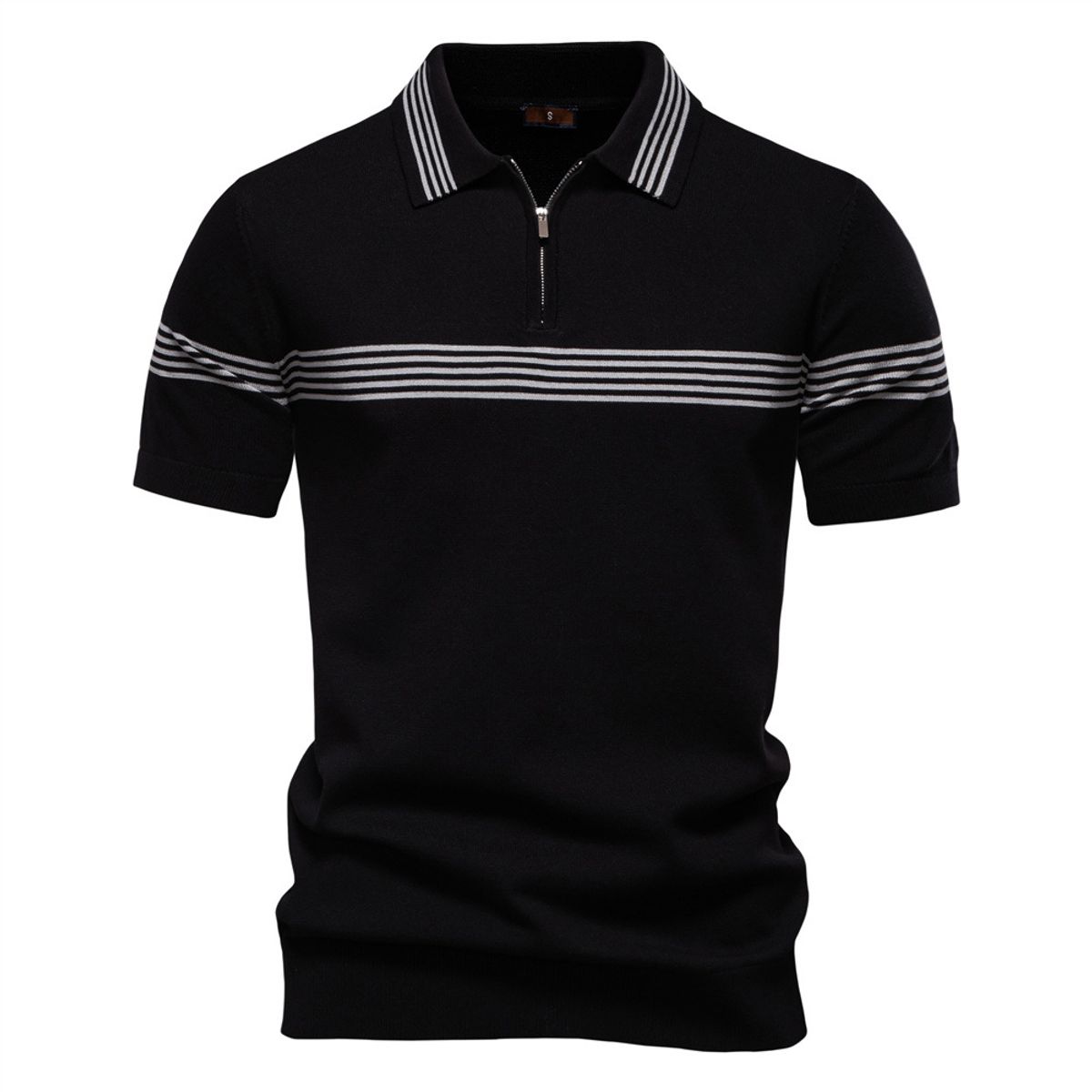 TIOZONEY - Polo con cuello para hombre-Negro