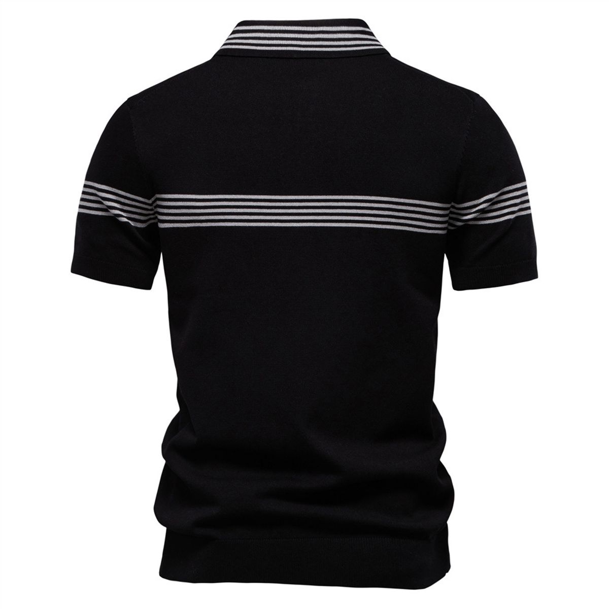 TIOZONEY - Polo con cuello para hombre-Negro