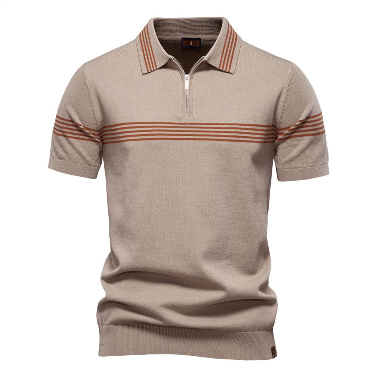 TIOZONEY - Polo con cuello para hombre-Marrón